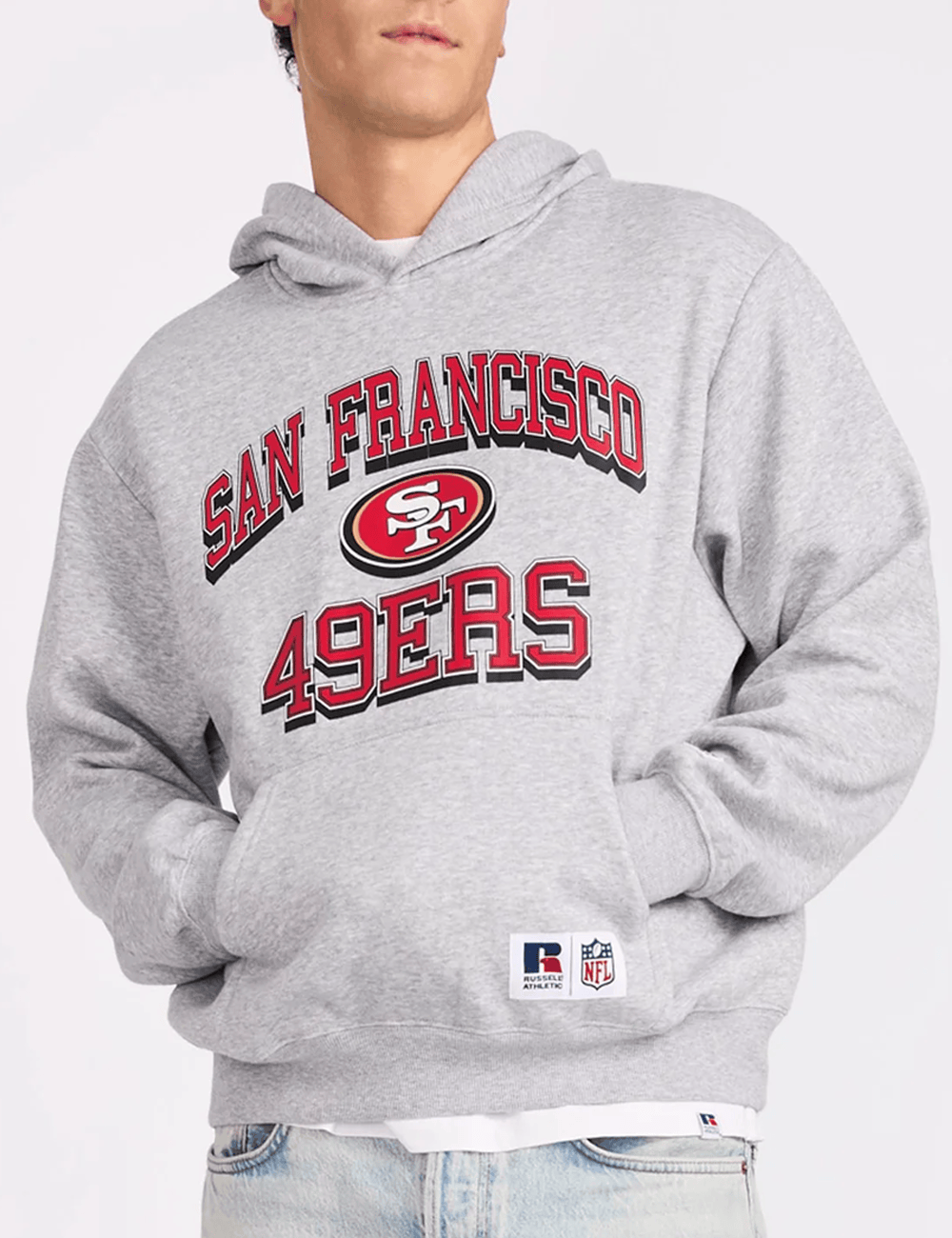 Russell Athletic Jumpers San Francisco 49ers Russell Athletic NFL Team Arch Hoodie Jumper - Grey Marle
