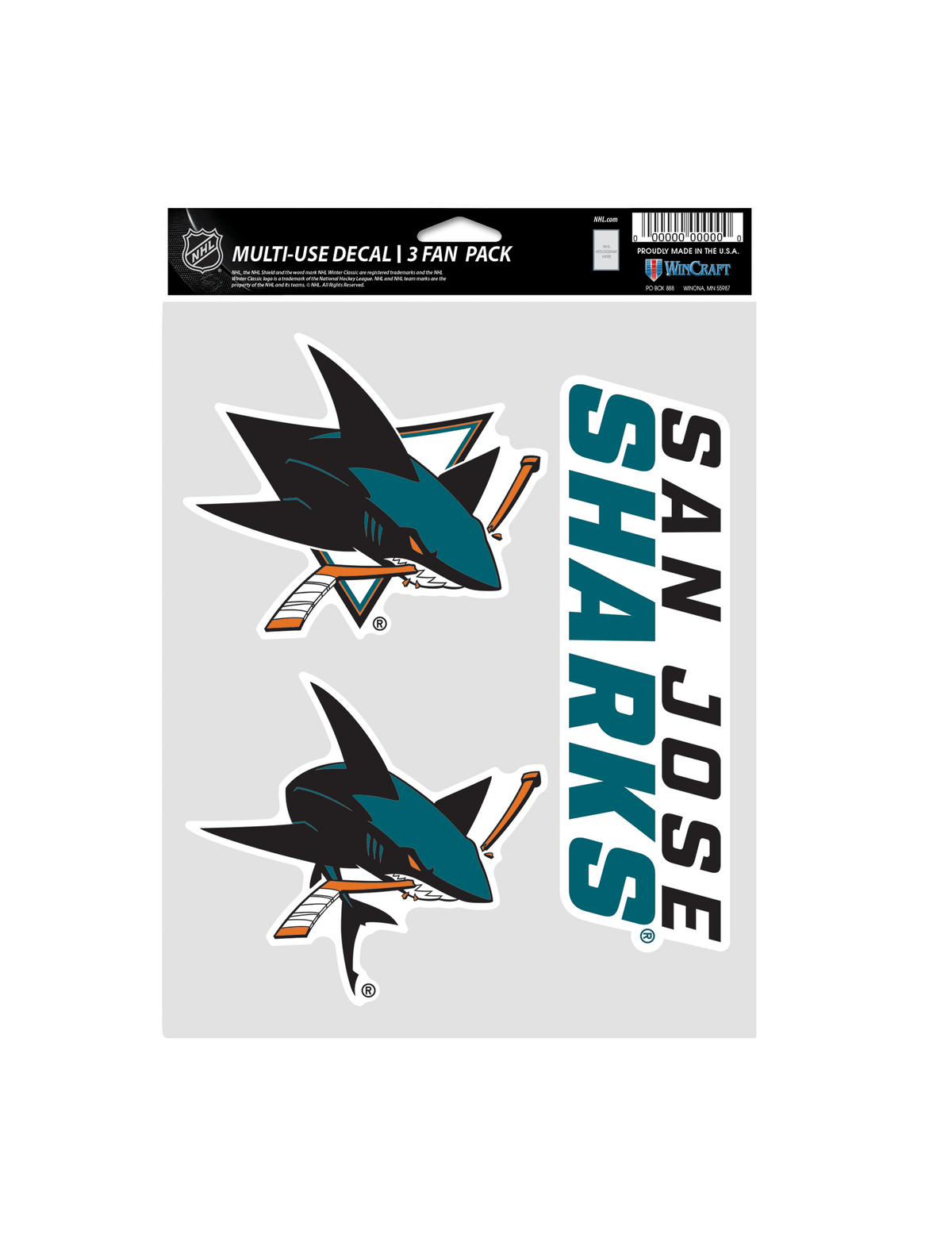 Wincraft Accessories San Jose Sharks Wincraft NHL Team 3 Piece 5” x 7” Decal Set
