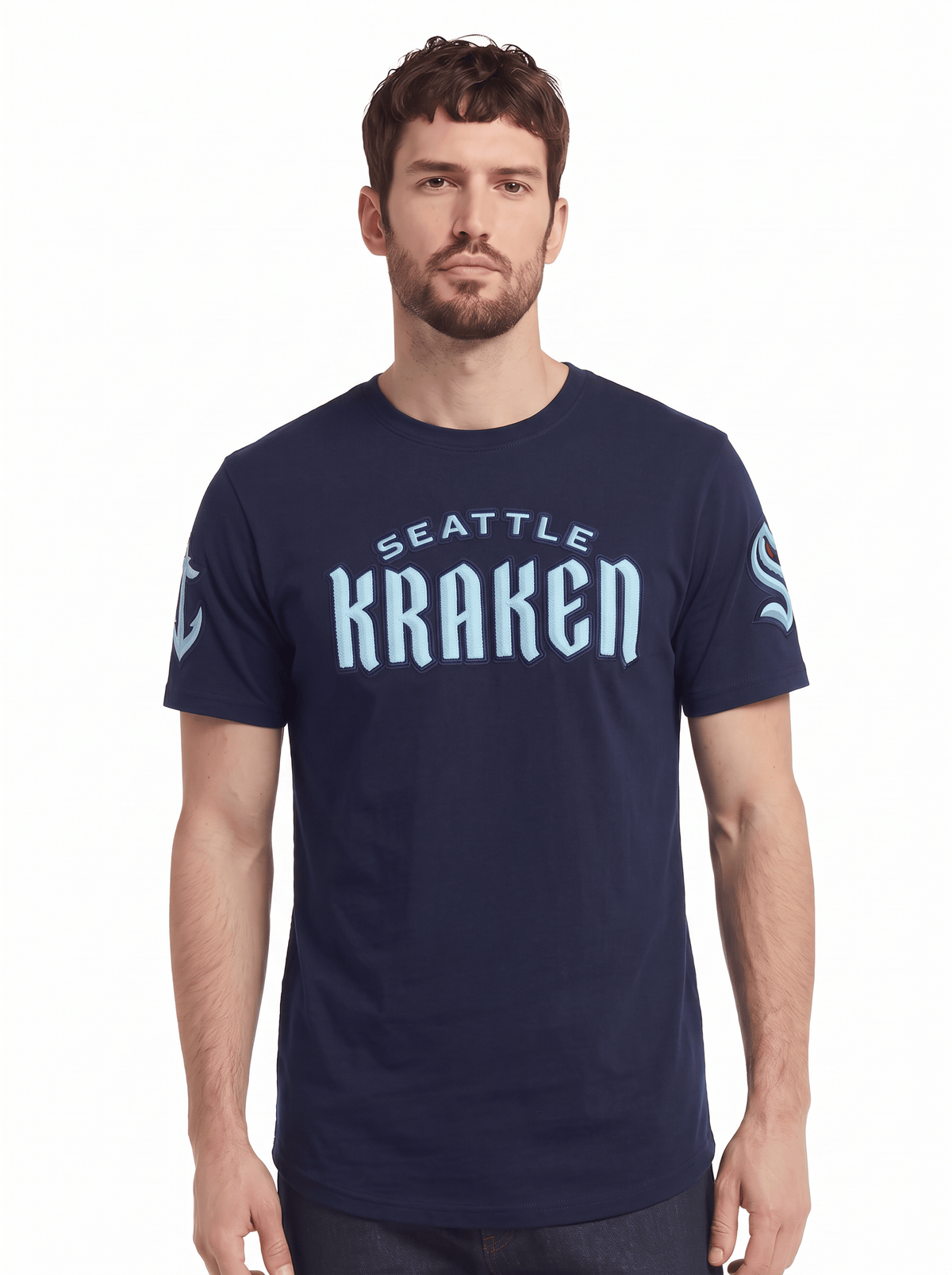 Pro Standard T-Shirts Seattle Kraken Pro Standard NHL Classic Chenille Flex T-Shirt - Navy