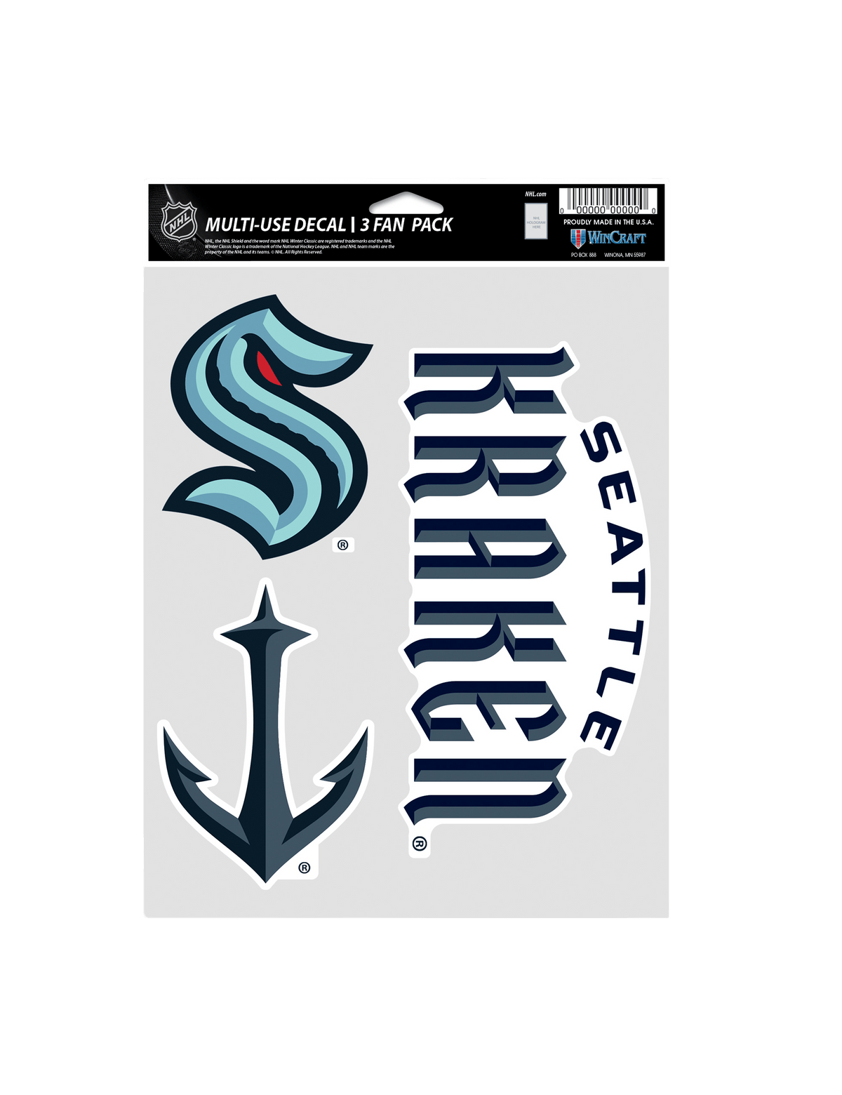 Wincraft Accessories Seattle Kraken Wincraft NHL Team 3 Piece 5” x 7” Decal Set