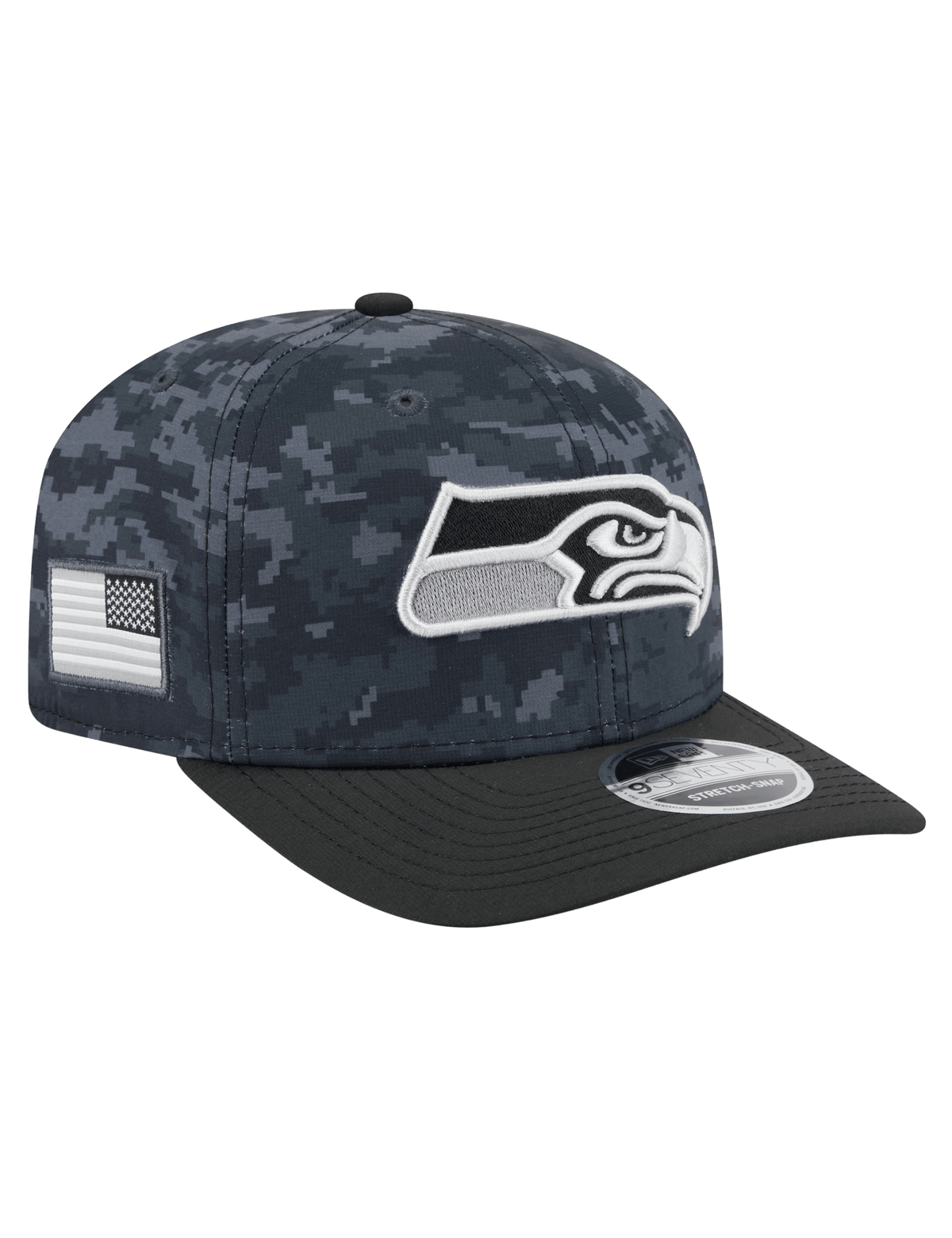 New Era Caps OSFM Seattle Seahawks New Era NFL 26 Salute To Service 9SEVENTY Sideline Stretch Snapback Hat
