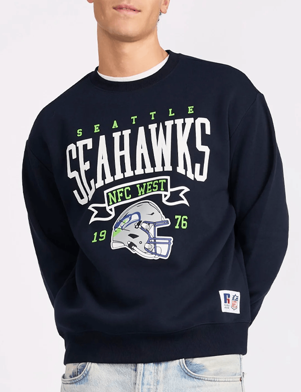 Russell Athletic Jumpers Seattle Seahawks Russell Athletic NFL Est Banner Crew Jumper - Navy