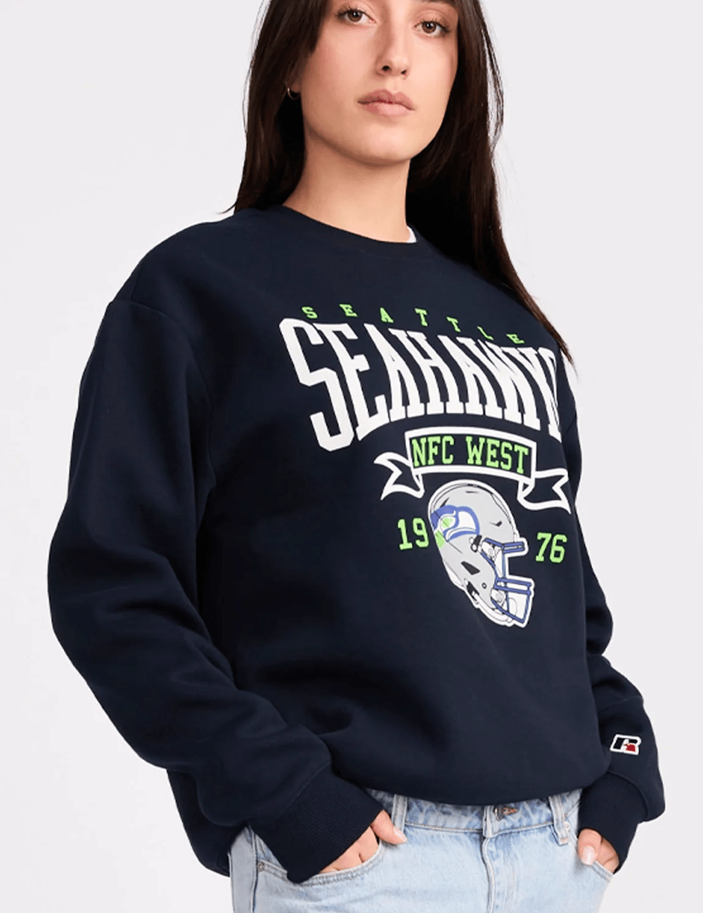 Russell Athletic Jumpers Seattle Seahawks Russell Athletic NFL Est Banner Crew Jumper - Navy