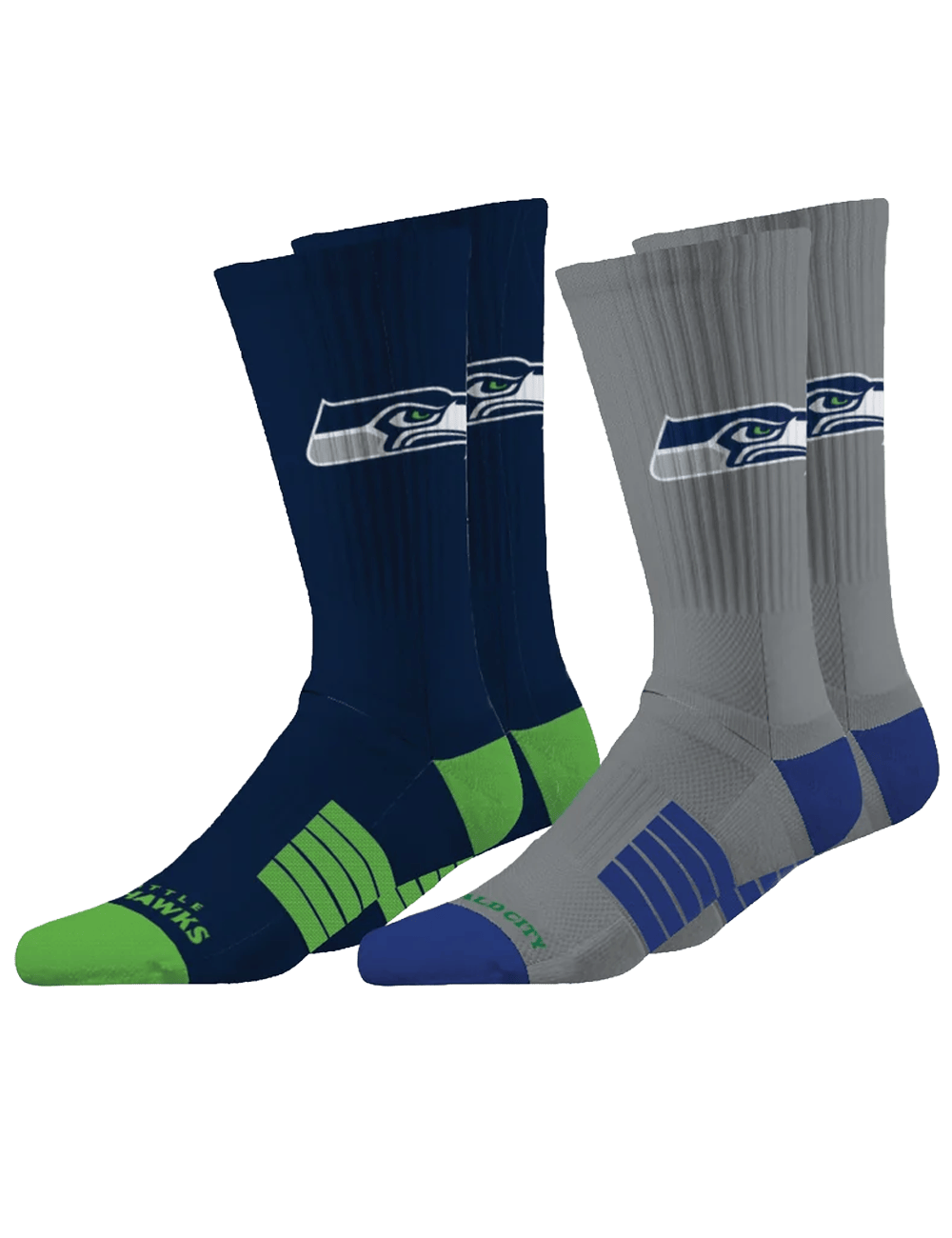 Strideline Socks Large (9-12 US) Seattle Seahawks Strideline NFL Team Premier Flex-Stretch Crew Socks - 2 Pack