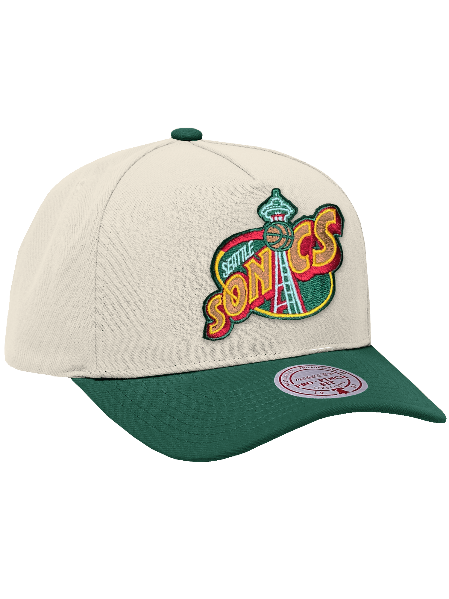 Mitchell And Ness Caps Seattle Supersonics Mitchell & Ness NBA HWC 2T Pro Pinch Snapback Hat - Cream