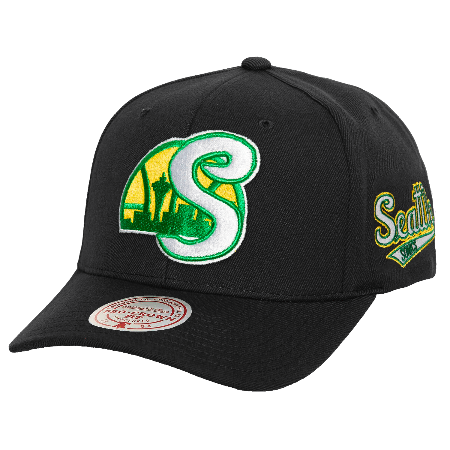Mitchell And Ness Caps Seattle Supersonics Mitchell & Ness NBA HWC Icon Pro Crown Snapback Hat - Black
