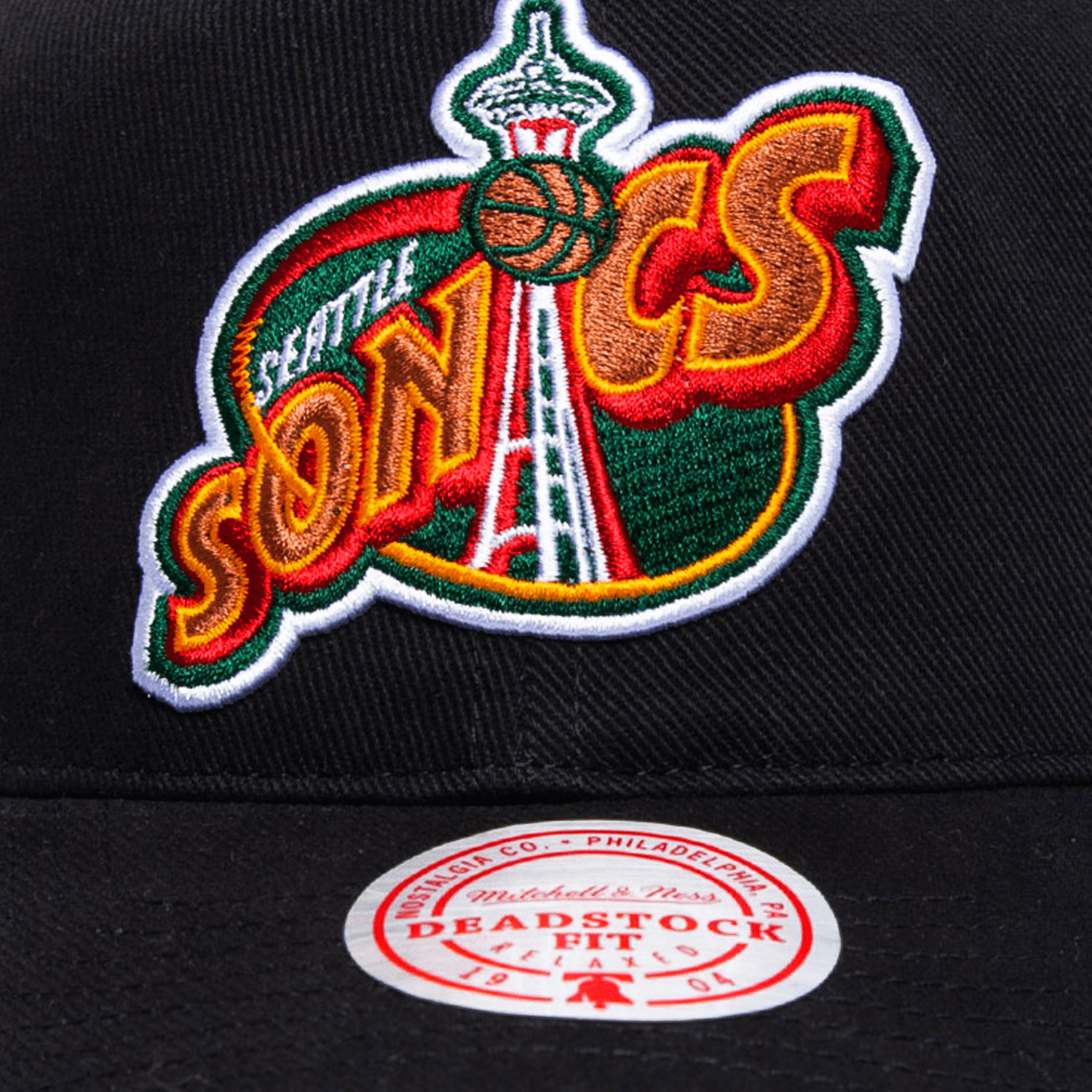 Mitchell And Ness Caps Seattle Supersonics Mitchell & Ness NBA HWC Logo Deadstock Snapback Hat - Black