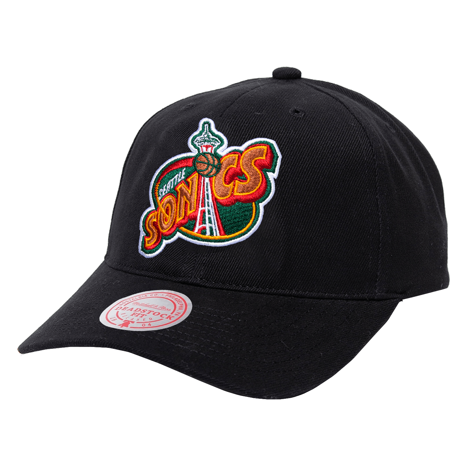 Mitchell And Ness Caps Seattle Supersonics Mitchell & Ness NBA HWC Logo Deadstock Snapback Hat - Black