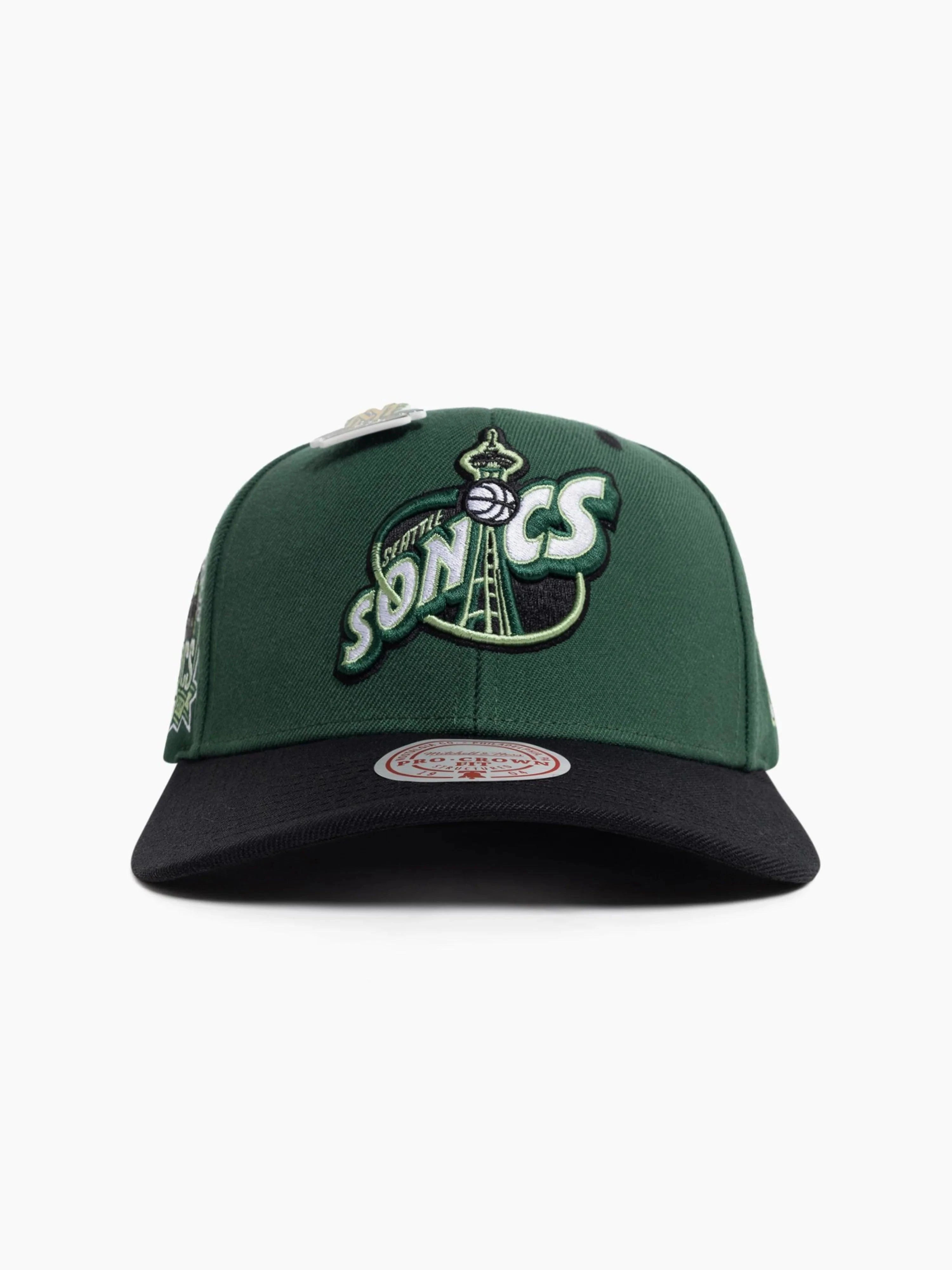 Mitchell And Ness Caps Seattle Supersonics Mitchell & Ness NBA Jungle Pro Crown Snapback Hat - Green