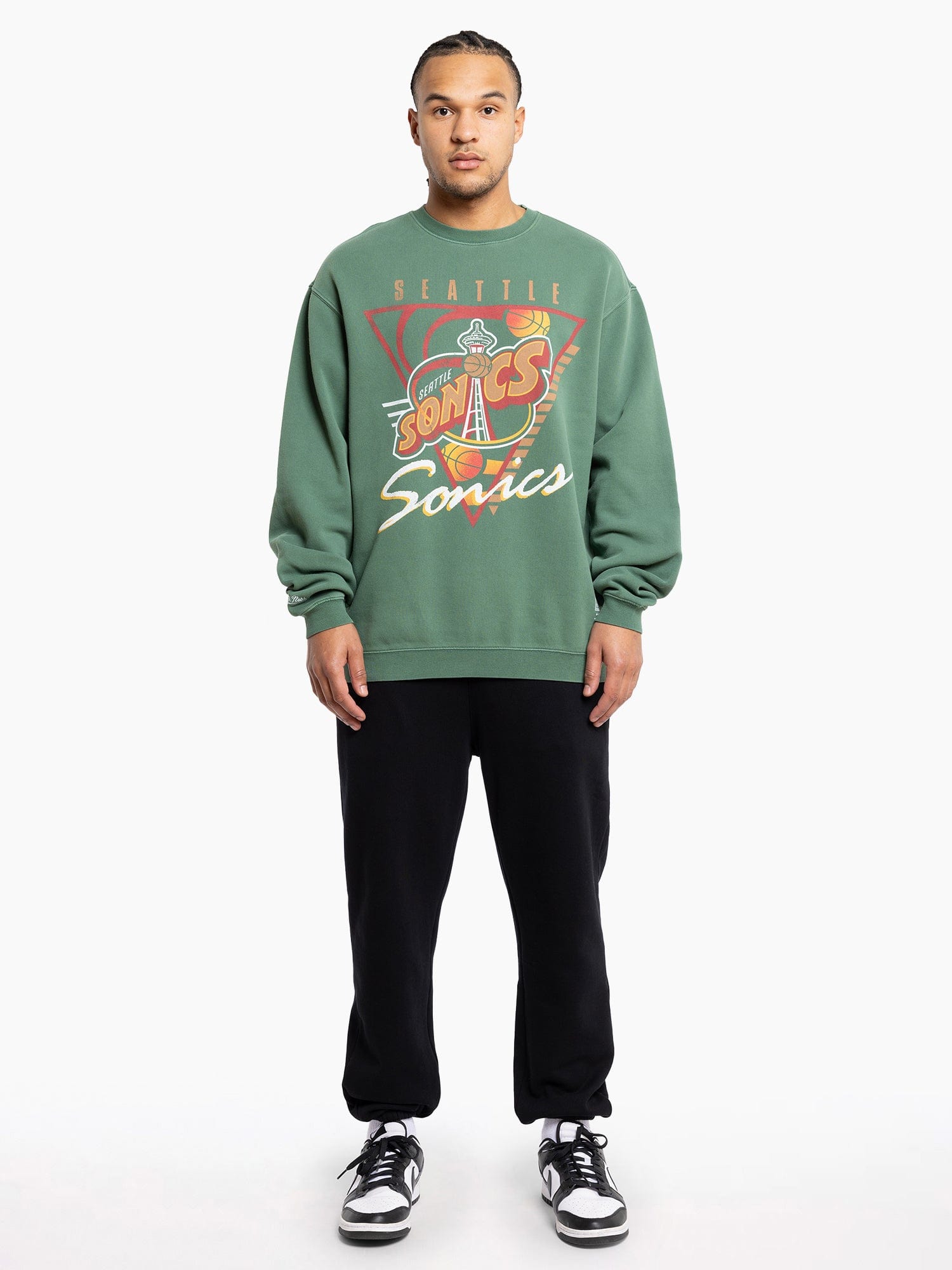Mitchell And Ness Jumpers Seattle Supersonics Mitchell & Ness NBA Tri Logo Vintage Crew Jumper - Green