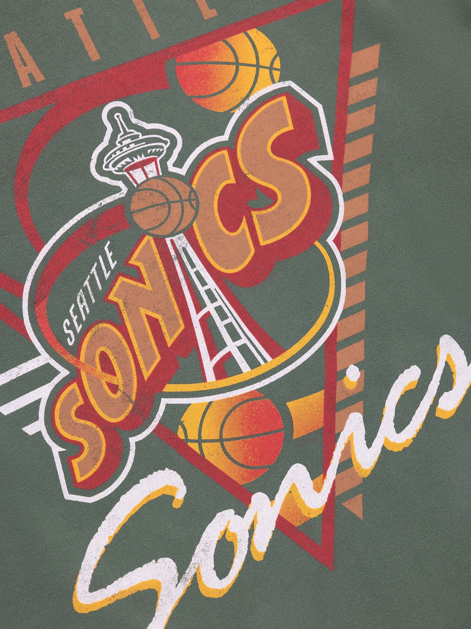 Mitchell And Ness Jumpers Seattle Supersonics Mitchell & Ness NBA Tri Logo Vintage Crew Jumper - Green