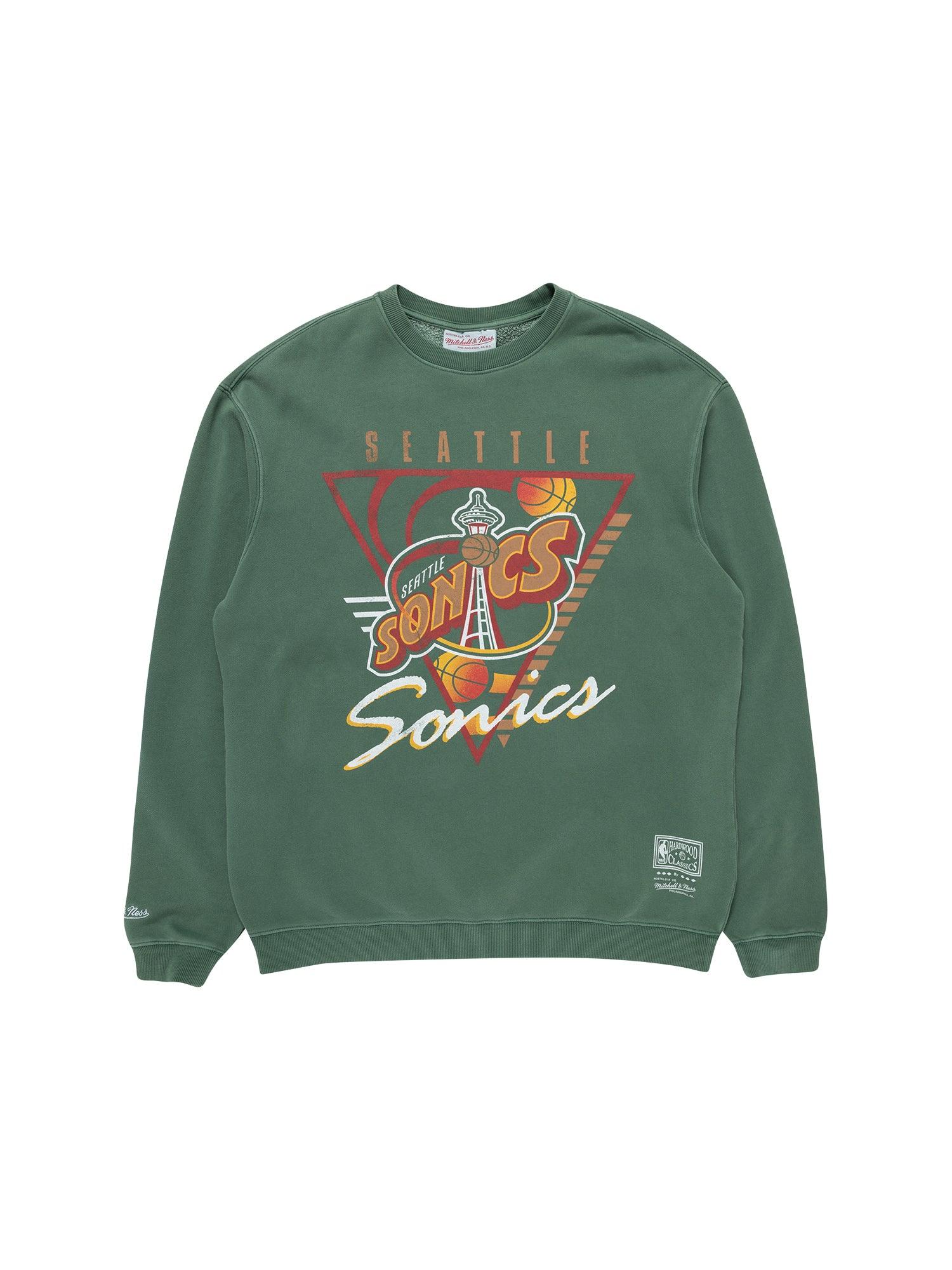 Mitchell And Ness Jumpers Seattle Supersonics Mitchell & Ness NBA Tri Logo Vintage Crew Jumper - Green