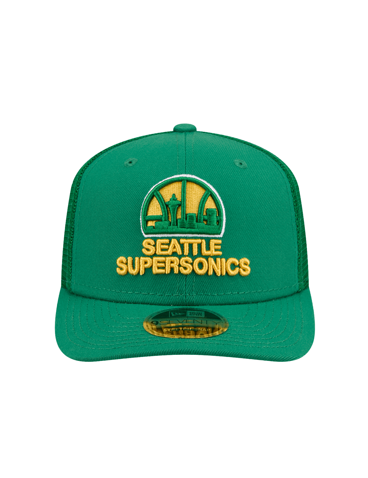 New Era Caps Seattle Supersonics New Era NBA HWC 9SEVENTY Trucker Stretch Snapback Hat - Light Green