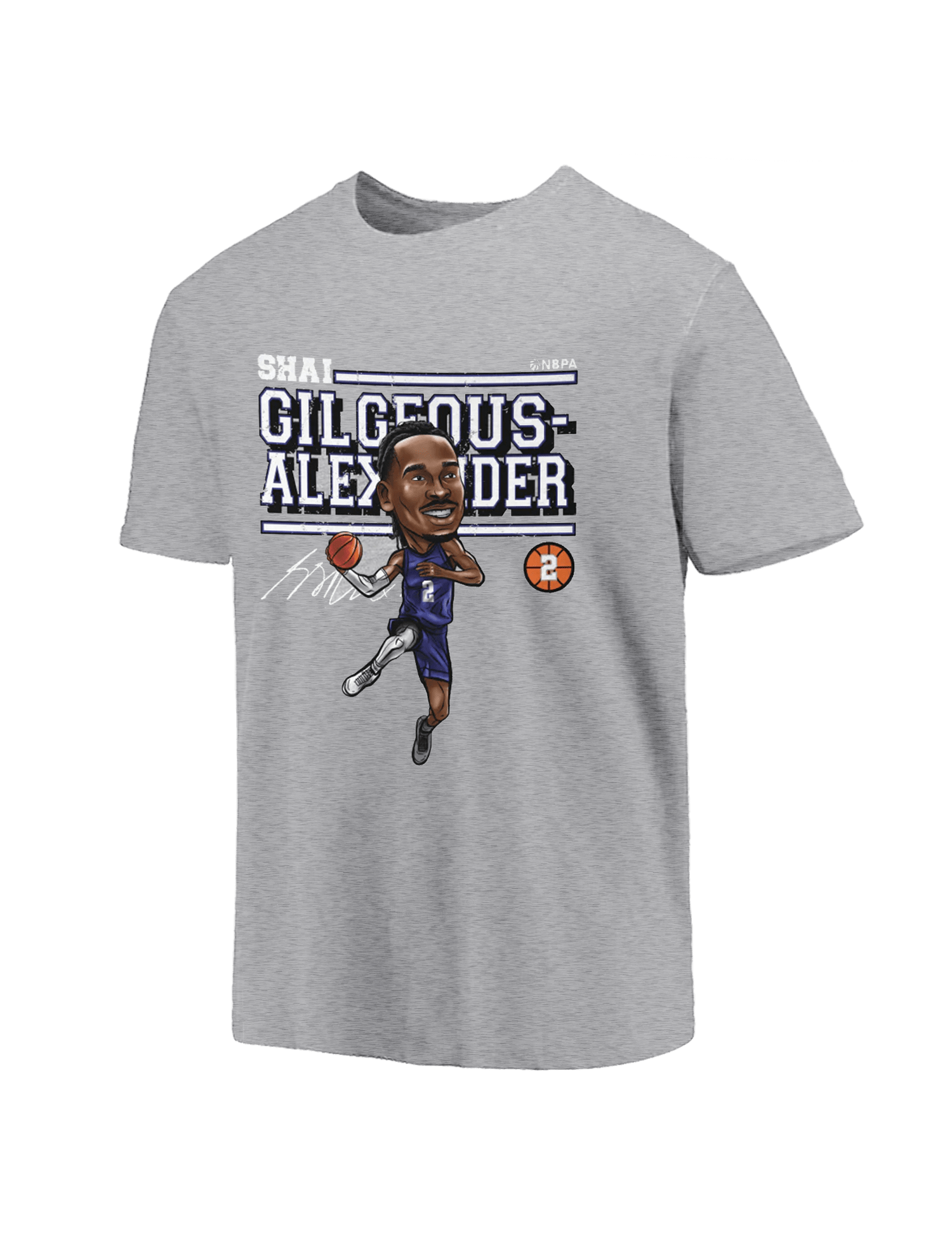 500 Level T-Shirts Shai Gilgeous-Alexander Oklahoma City Thunder 500 Level NBA Cartoon T-Shirt - Grey