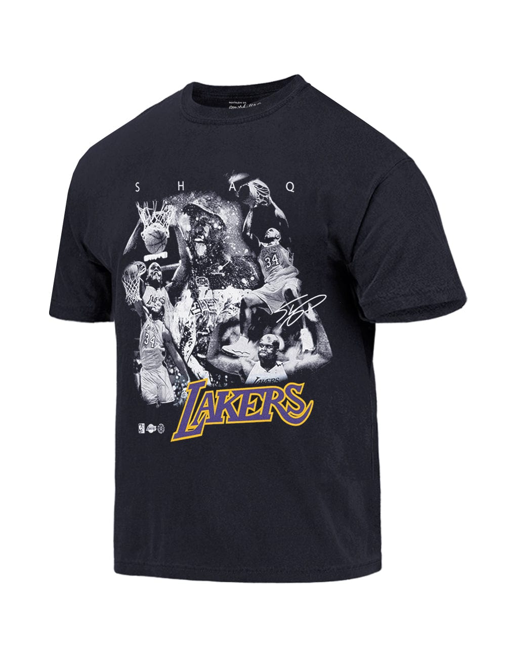Mitchell And Ness T-Shirts Shaquille O'Neal Los Angeles Lakers Mitchell & Ness NBA Homage Vintage T-Shirt - Faded Black