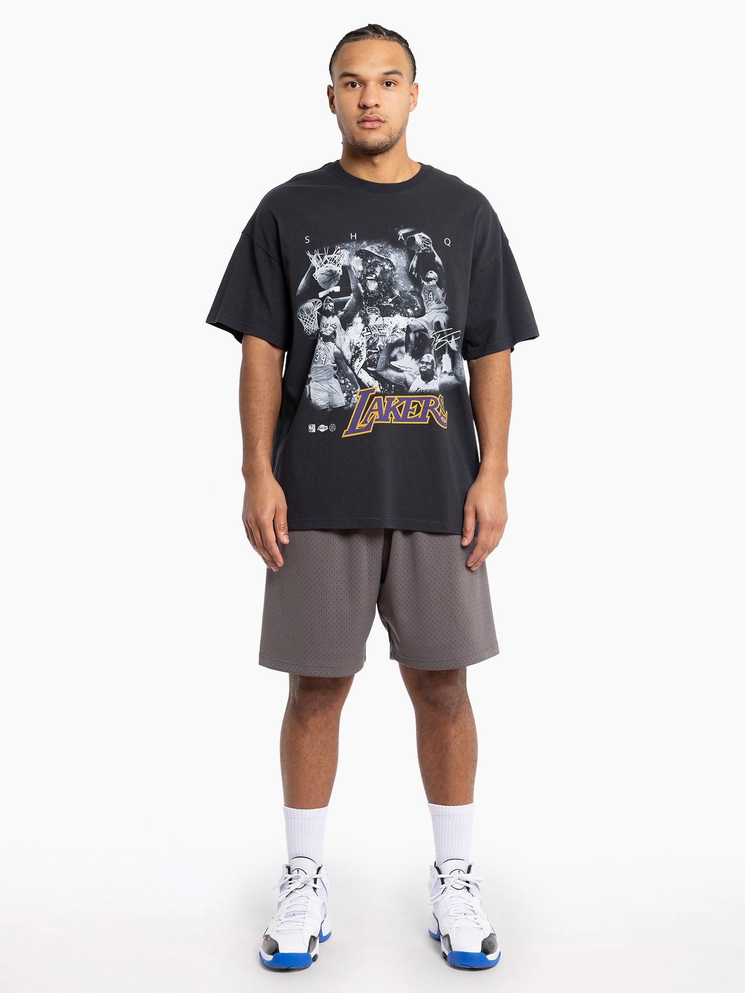 Mitchell And Ness T-Shirts Shaquille O'Neal Los Angeles Lakers Mitchell & Ness NBA Homage Vintage T-Shirt - Faded Black