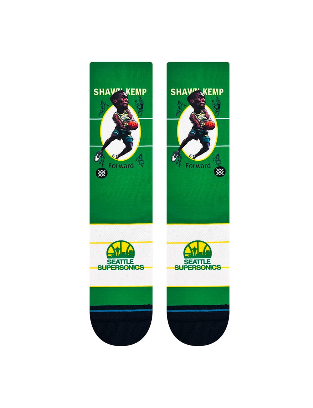 Stance Socks Large (9-12 US) Shawn Kemp Seattle Supersonics Stance NBA Retro Big Head Crew Socks
