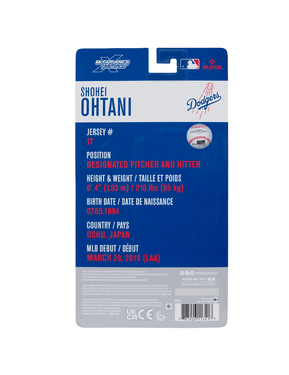 McFarlane Toys Figures Shohei Ohtani Los Angeles Dodgers McFarlane Sportspick 6" Figure