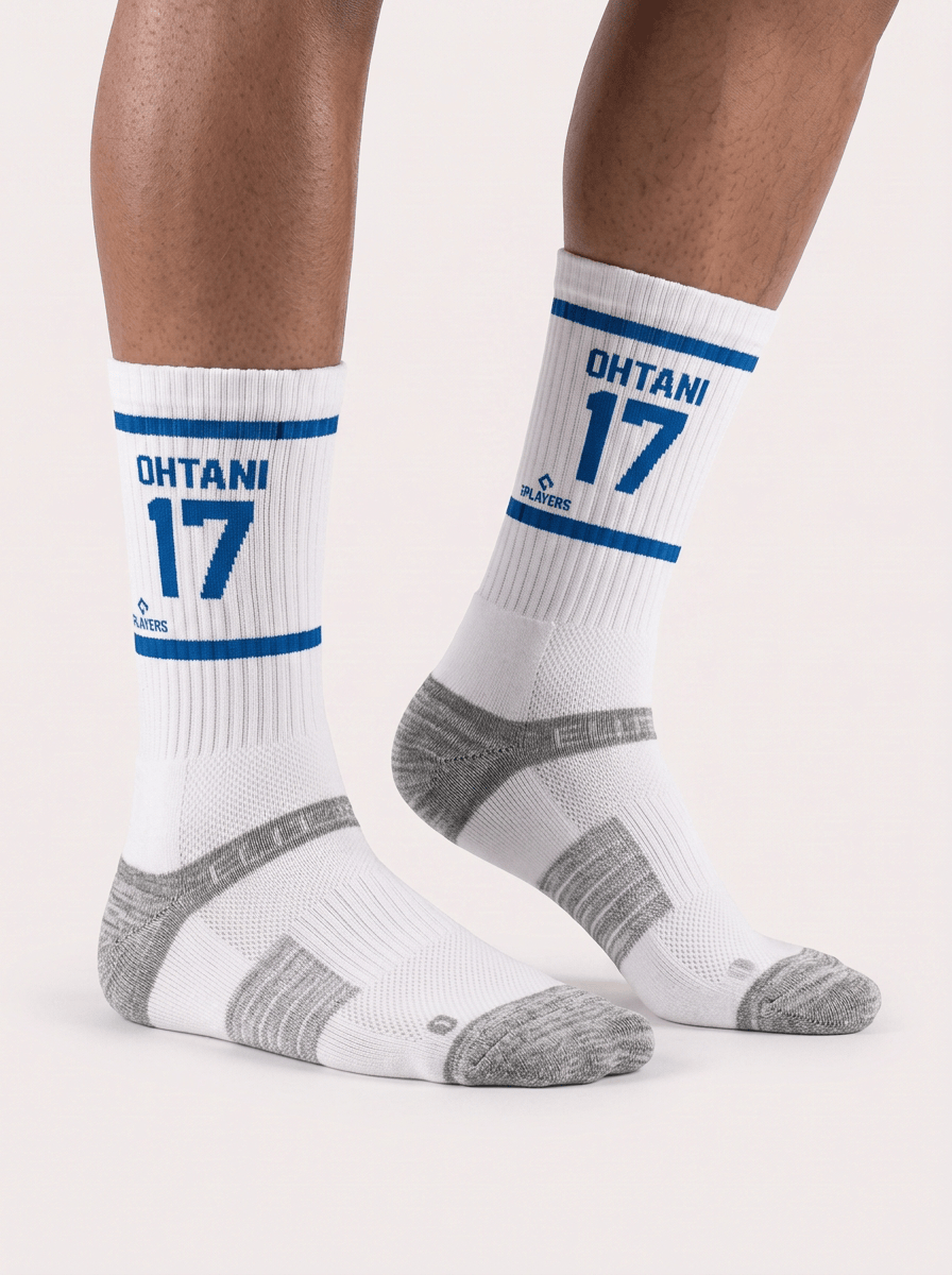 Strideline Socks Large (9-12 US) Shohei Ohtani Los Angeles Dodgers Strideline MLB Sherzy Premier Crew Socks - White
