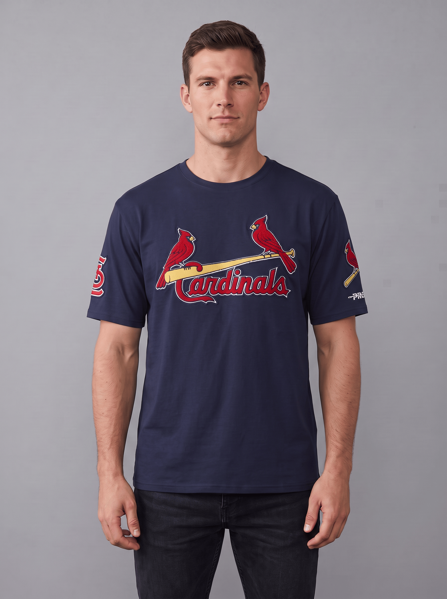 Pro Standard T-Shirts St. Louis Cardinals Pro Standard MLB Team Classic Chenille Flex T-Shirt - Navy