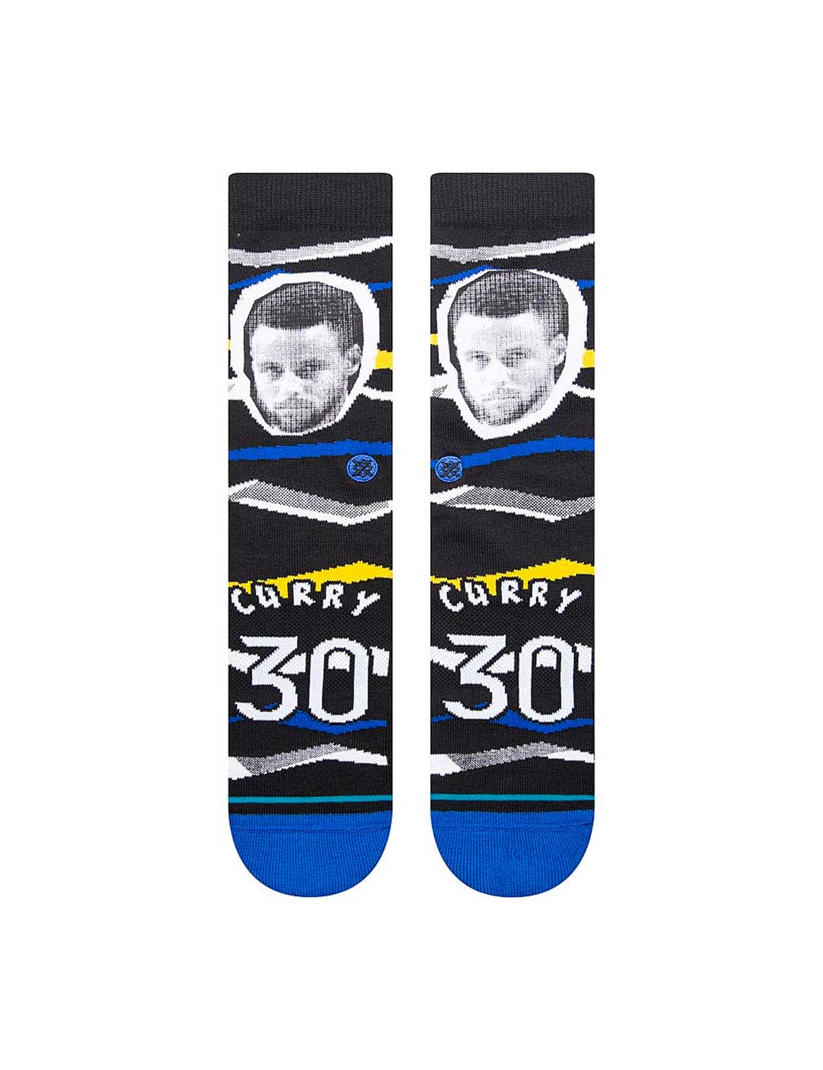 Stance Socks Large (9-12 US) Steph Curry Golden State Warriors Stance NBA Faxed Crew Socks - Black