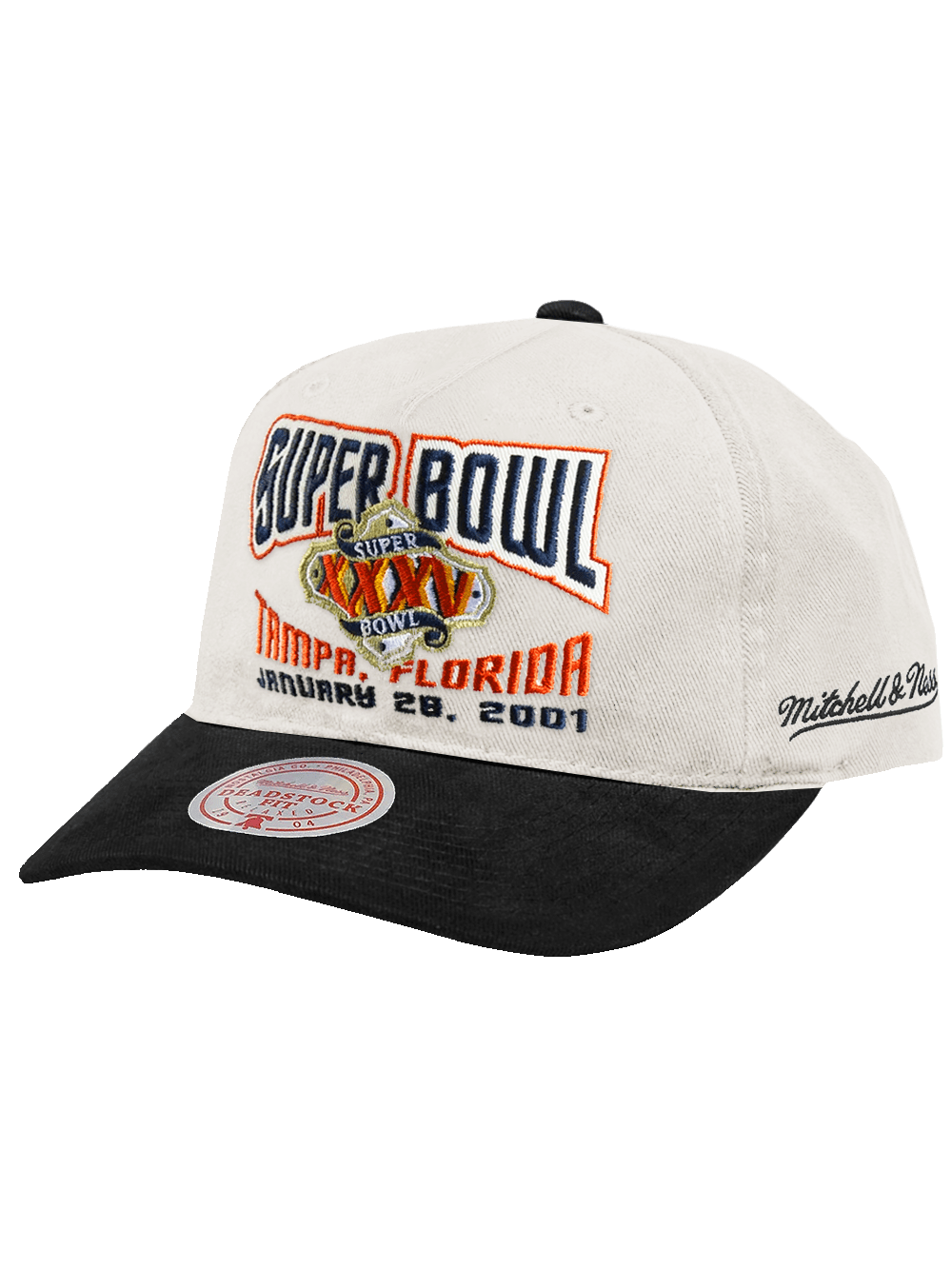 Mitchell And Ness Caps Super Bowl XXXV Mitchell & Ness NFL Origins Deadstock Snapback Hat - Cream