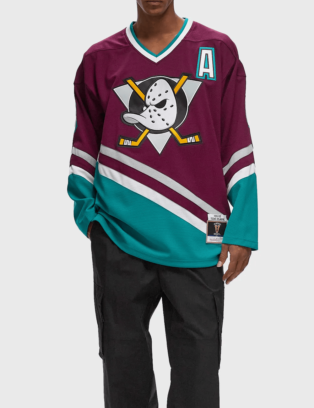 Mitchell And Ness Jerseys Teemu Selanne Anaheim Ducks Mitchell & Ness NHL 96 Power Play Jersey - Purple
