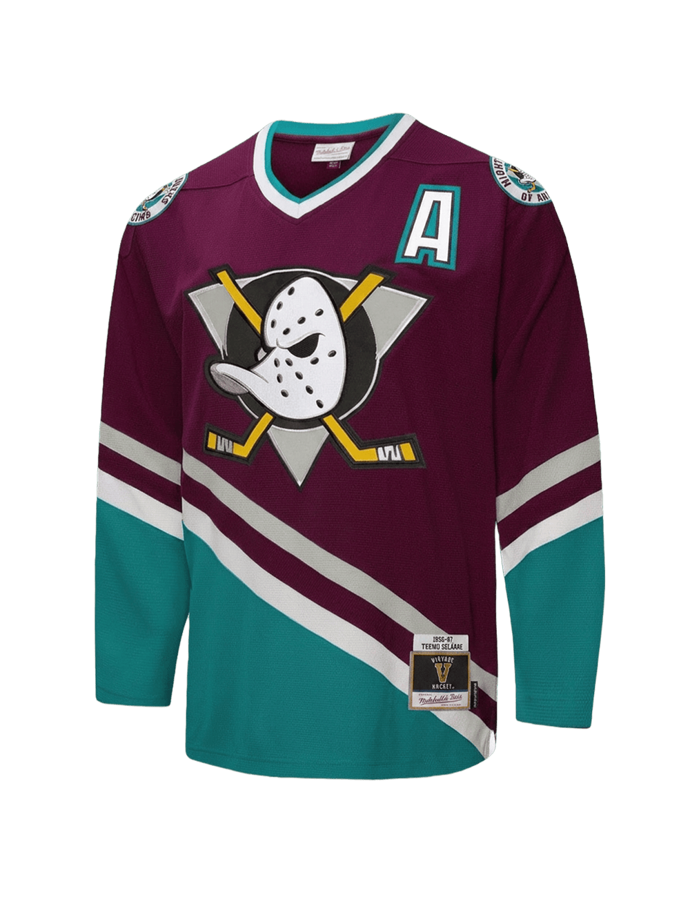 Mitchell And Ness Jerseys Teemu Selanne Anaheim Ducks Mitchell & Ness NHL 96 Power Play Jersey - Purple