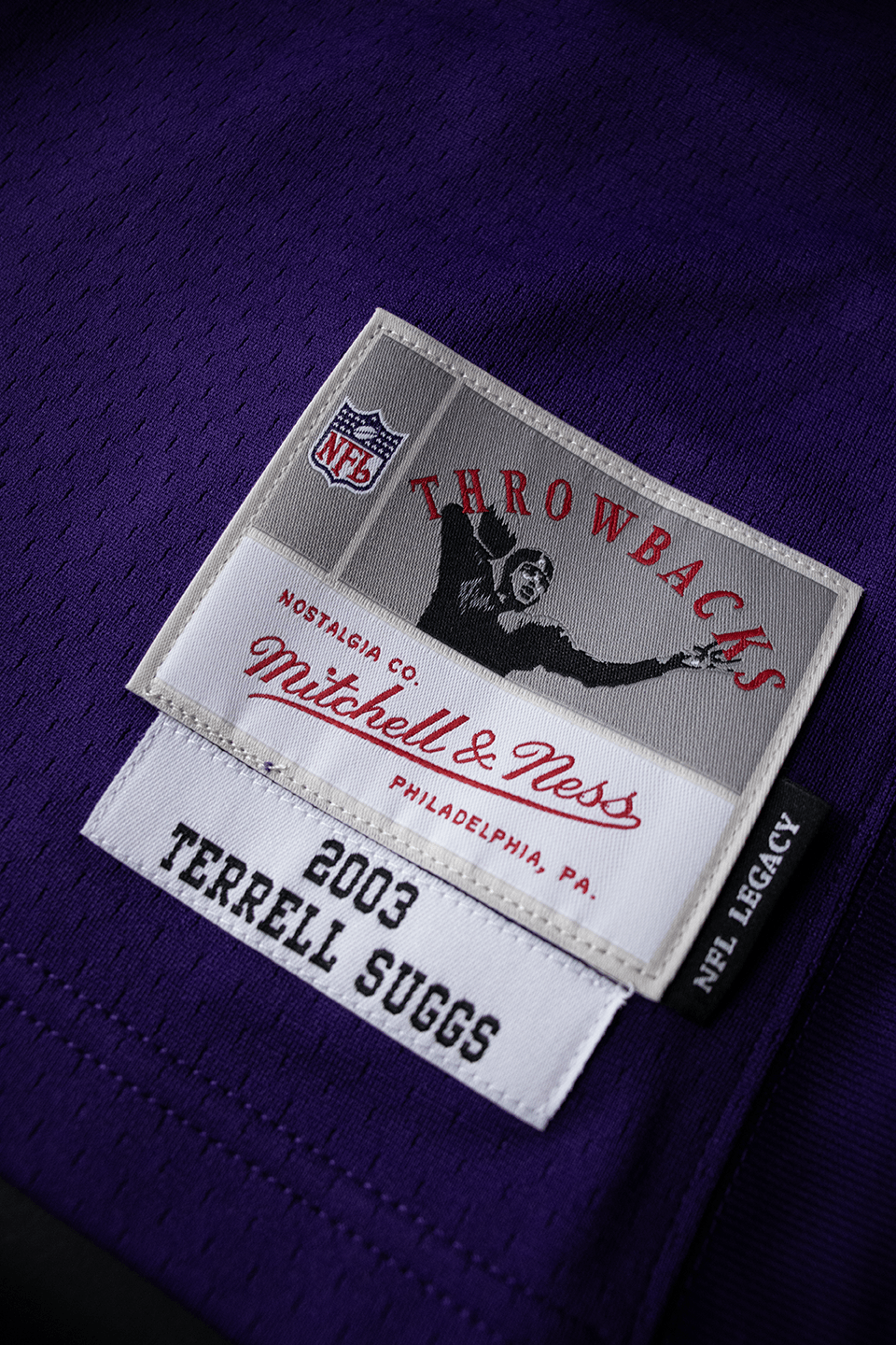 Mitchell And Ness Jerseys Terrell Suggs Baltimore Ravens Mitchell & Ness NFL 03 Legacy Jersey - Purple