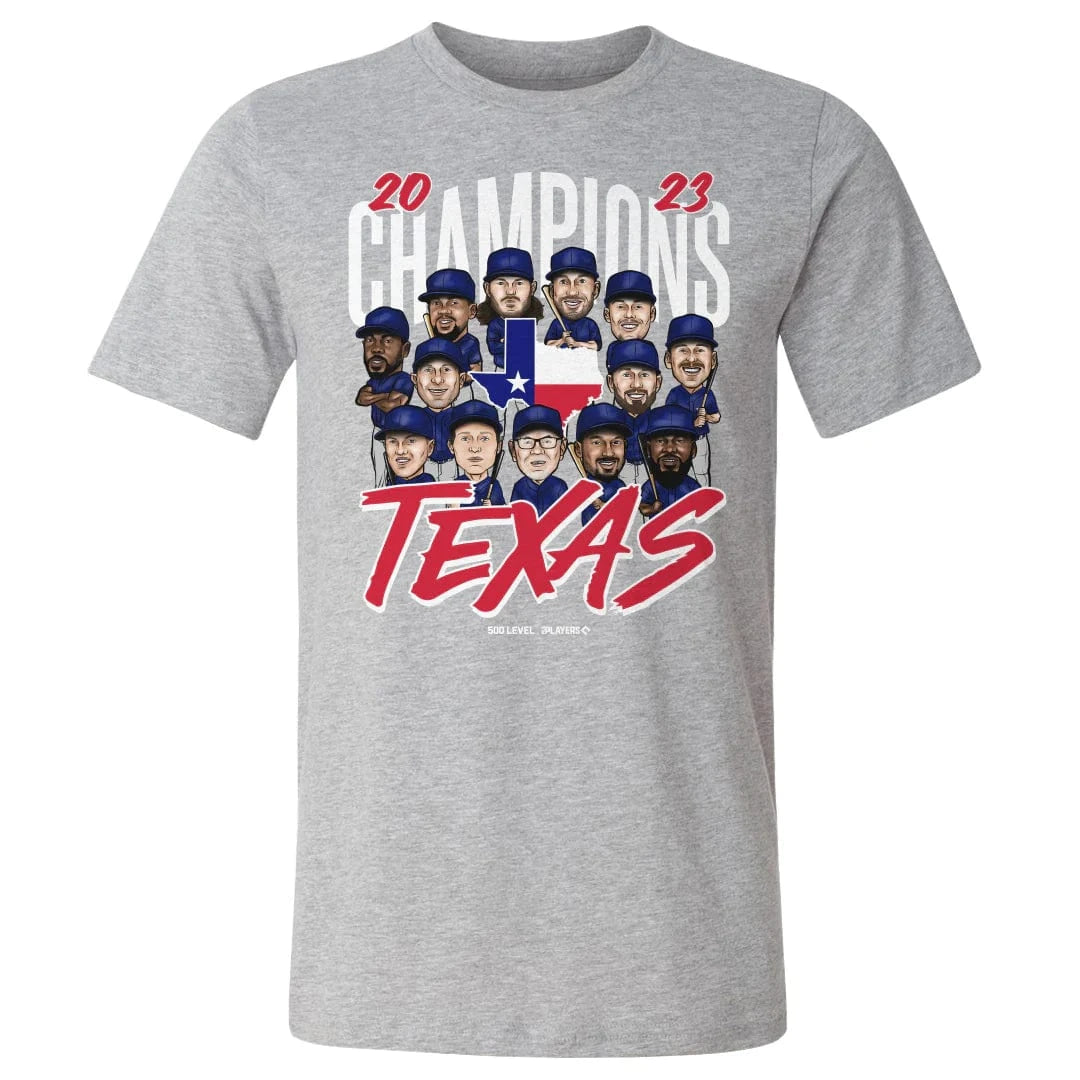 500 Level T-Shirts Texas Rangers 500 Level MLB 23 Champions Team T-Shirt - Grey