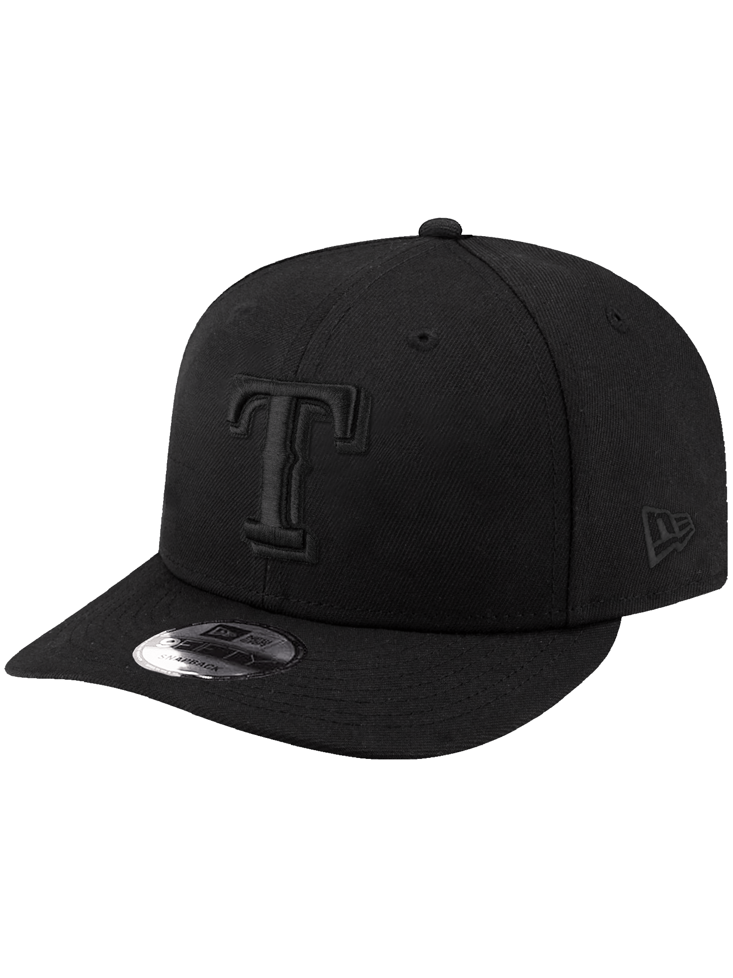 New Era Caps Texas Rangers New Era MLB Black On Black 9FIFTY Pre-Curved Snapback Hat