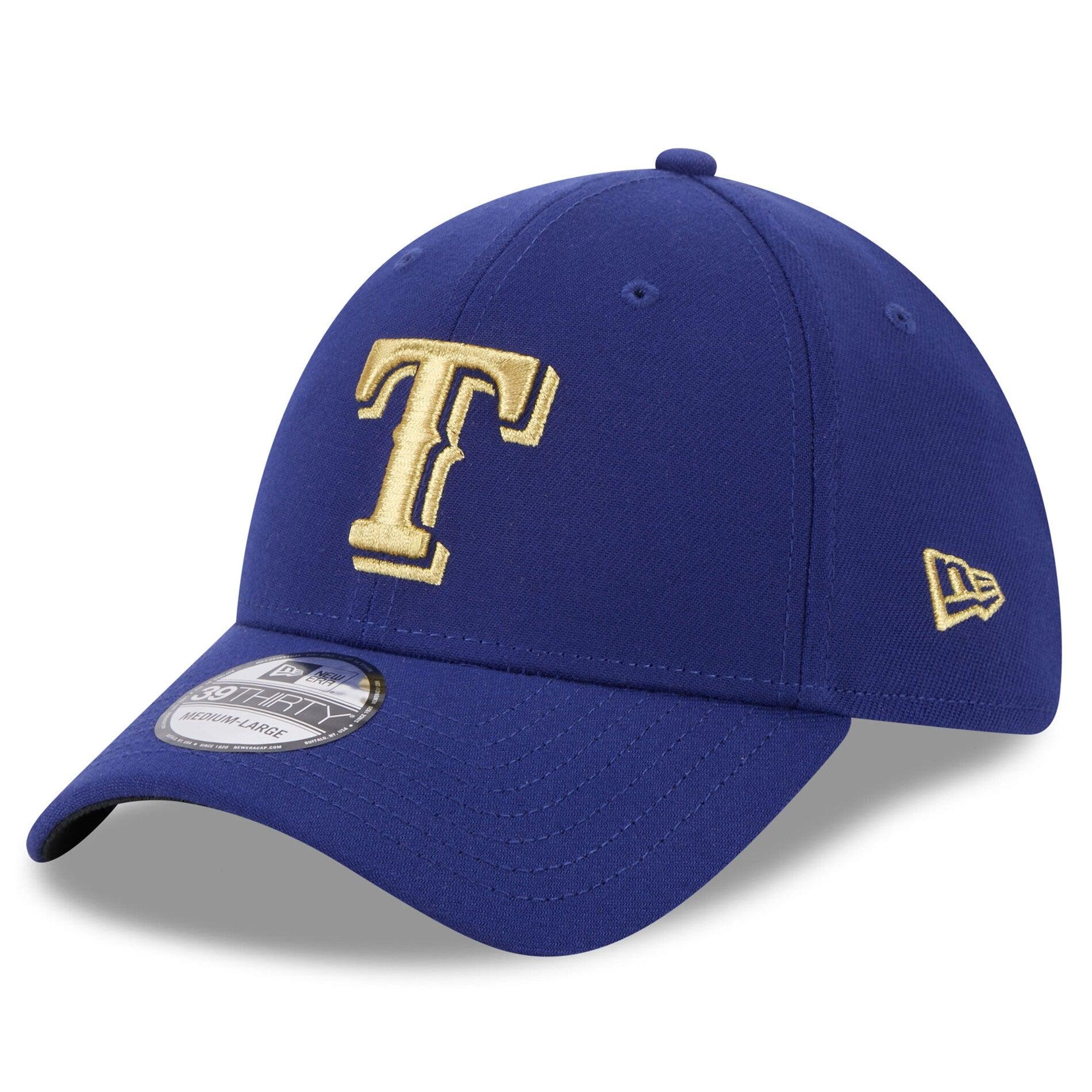 New Era Caps Texas Rangers New Era MLB Gold Champions 39THIRTY Stretch-Fit Hat - Blue