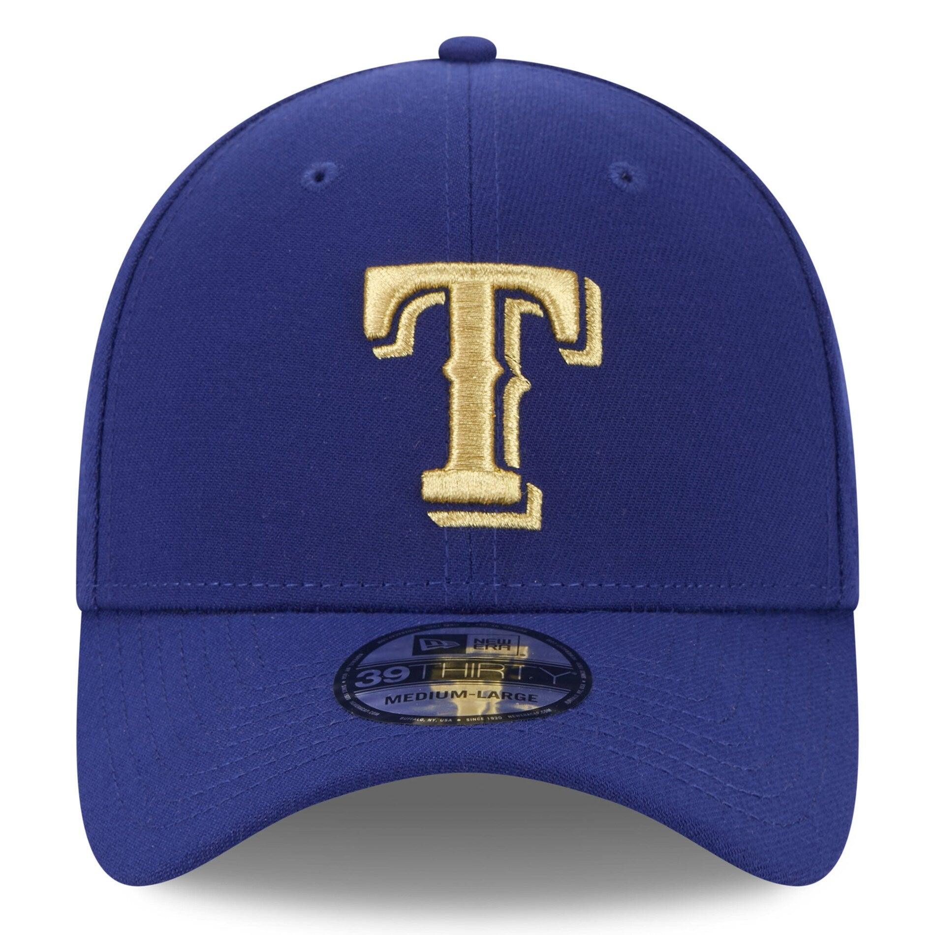 New Era Caps Texas Rangers New Era MLB Gold Champions 39THIRTY Stretch-Fit Hat - Blue
