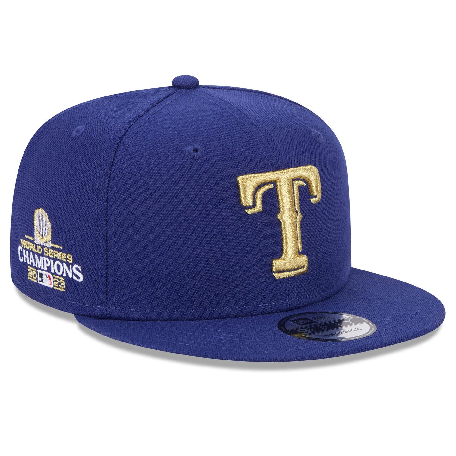 New Era Caps Texas Rangers New Era MLB Gold Champions 9FIFTY Snapback Hat - Blue
