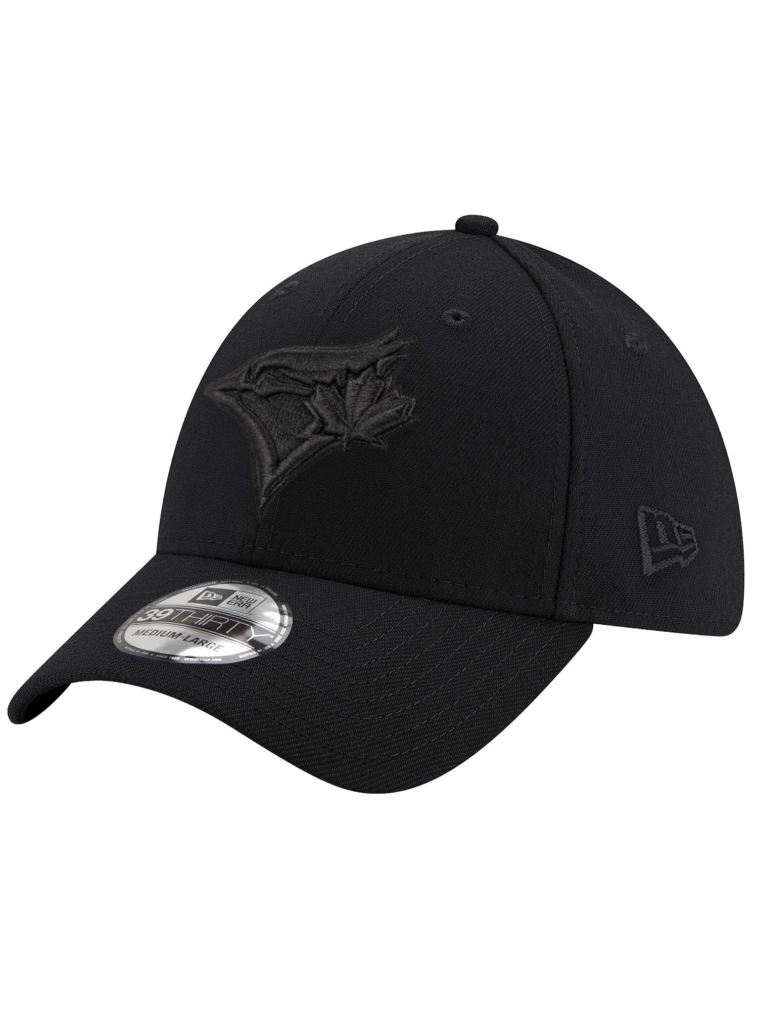 New Era Caps Toronto Blue Jays New Era MLB Black On Black 39THIRTY Stretch-Fit Hat