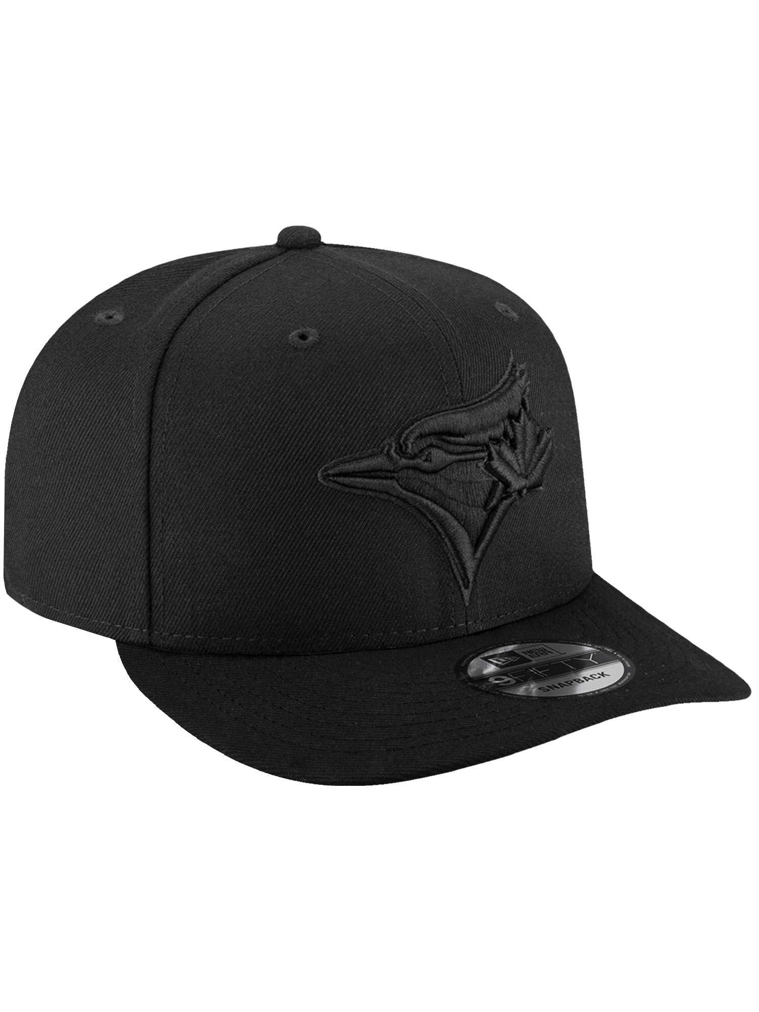 New Era Caps OSFA Toronto Blue Jays New Era MLB Black On Black 9FIFTY Pre-Curved Snapback Hat