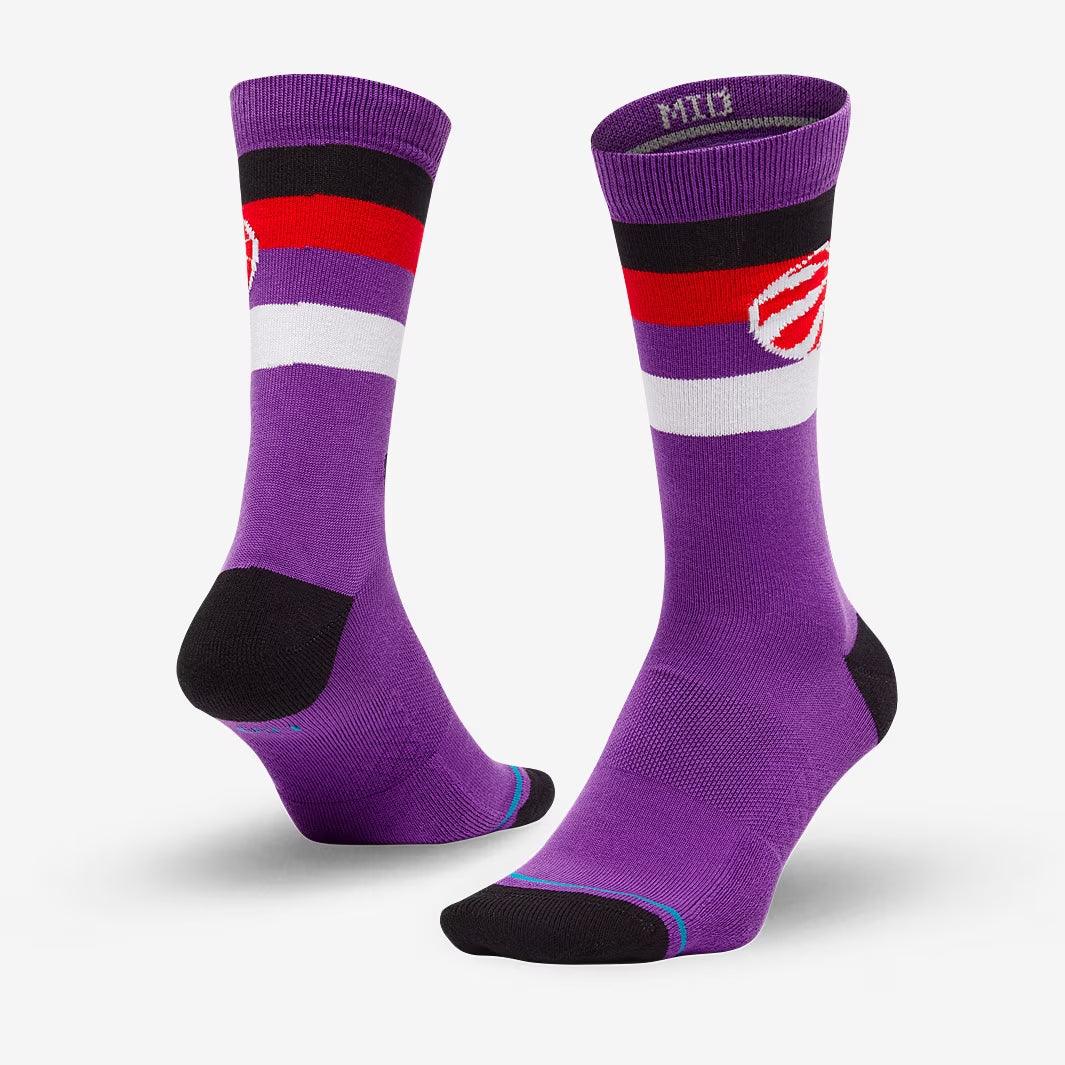 Stance Socks Large (9-12 US) Toronto Raptors Stance NBA Team Stripe Crew Socks - Purple