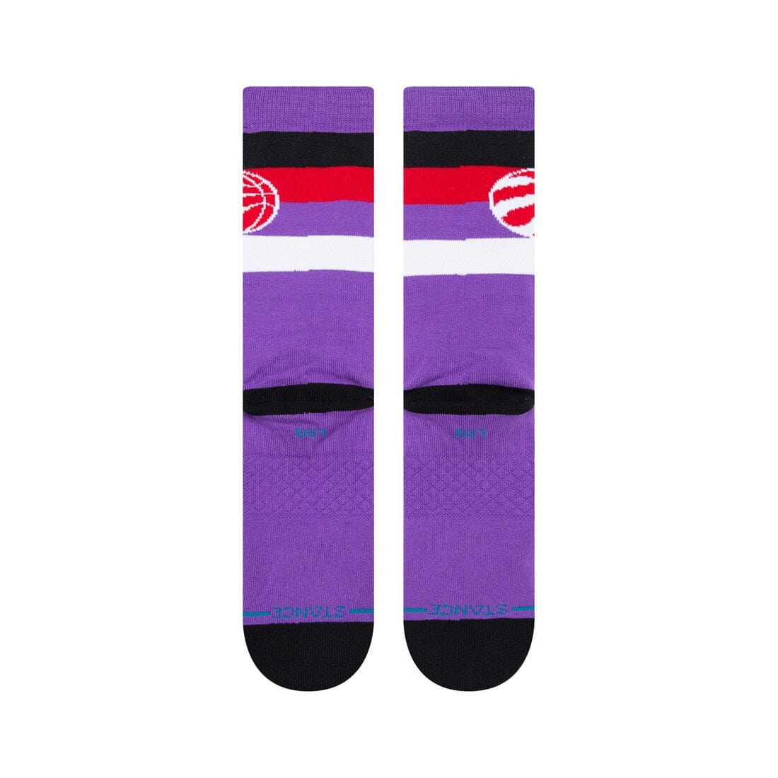Stance Socks Large (9-12 US) Toronto Raptors Stance NBA Team Stripe Crew Socks - Purple