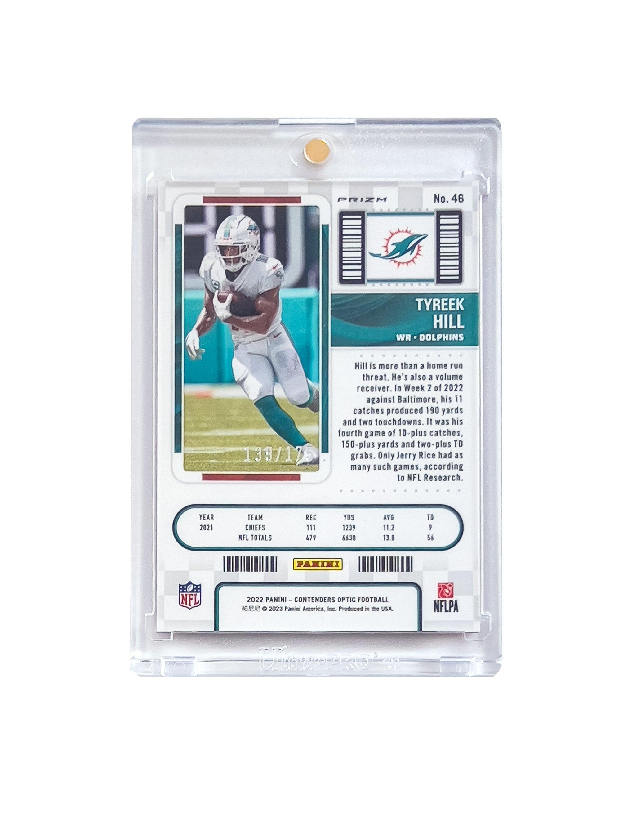 Panini Cards Tyreek Hill Miami Dolphins Panini NFL 22 Contenders Red /175 Card