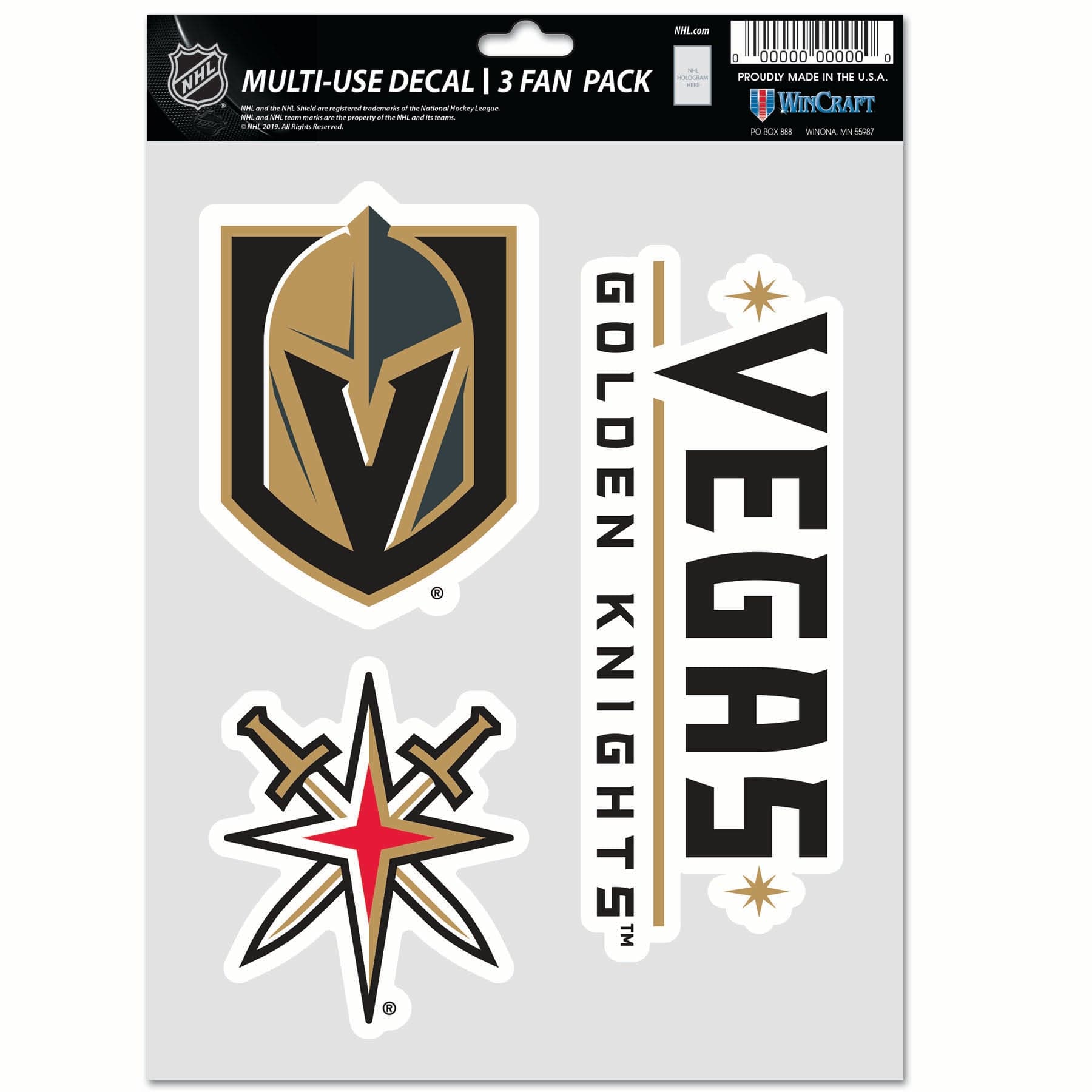 Wincraft Accessories Vegas Golden Knights Wincraft NHL Team 3 Piece 5” x 7” Decal Set