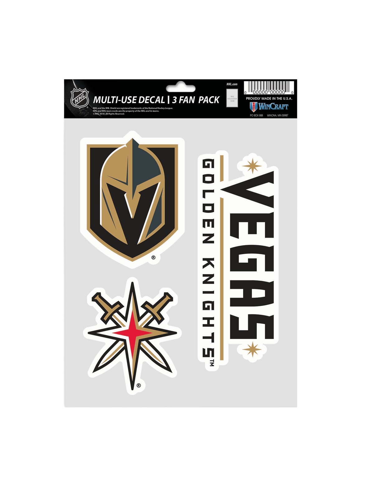 Wincraft Accessories Vegas Golden Knights Wincraft NHL Team 3 Piece 5” x 7” Decal Set