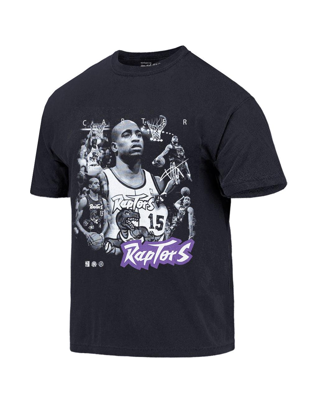 Mitchell And Ness T-Shirts Vince Carter Toronto Raptors Mitchell & Ness NBA Homage Vintage T-Shirt - Faded Black