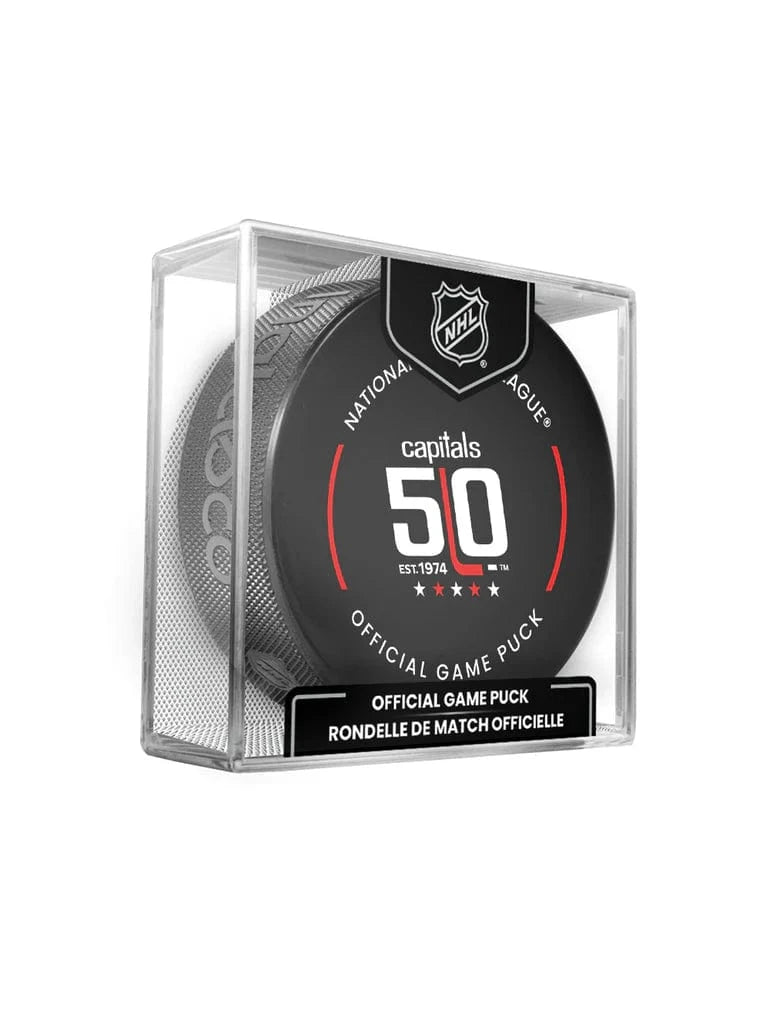 Inglasco Pucks Washington Capitals 50th Ann Inglasco NHL 24-25 Official Game Puck In Cube
