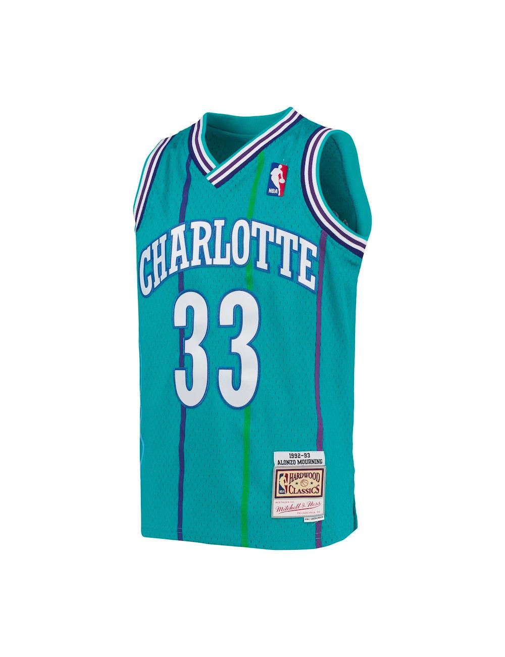 Mitchell And Ness Jerseys Youths Alonzo Mourning Charlotte Hornets Mitchell & Ness NBA Swingman Jersey - Teal