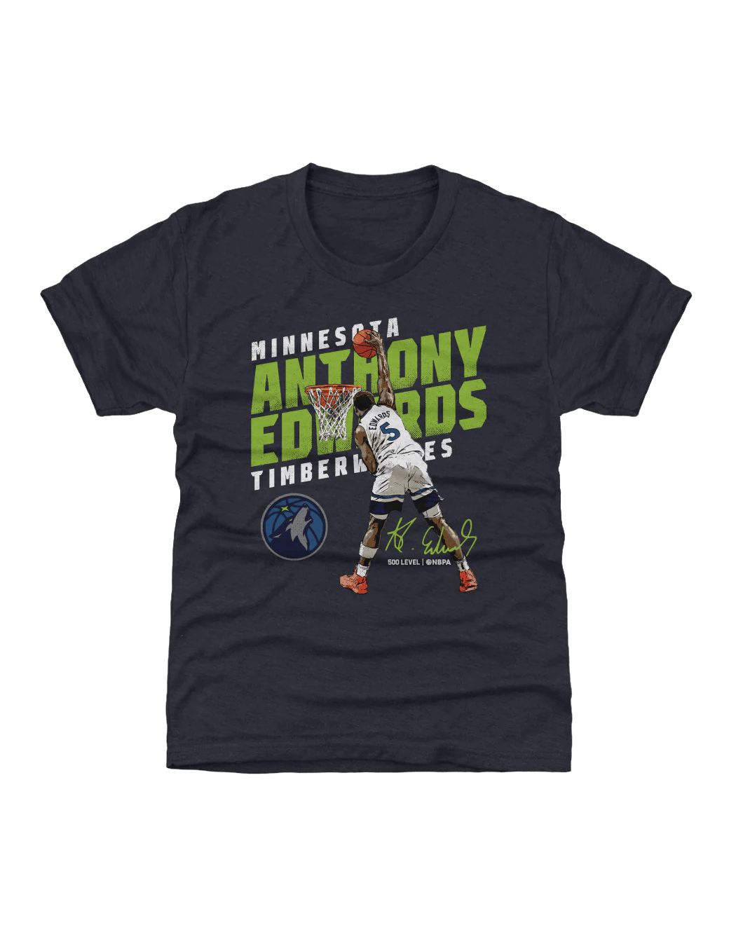500 Level T-Shirts Youths Anthony Edwards Minnesota Timberwolves 500 Level NBA Slant T-Shirt - Tri Navy