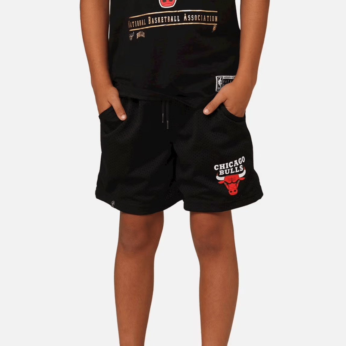 NBA Essentials Shorts Youths Chicago Bulls NBA Team Logo Mesh Shorts - Black