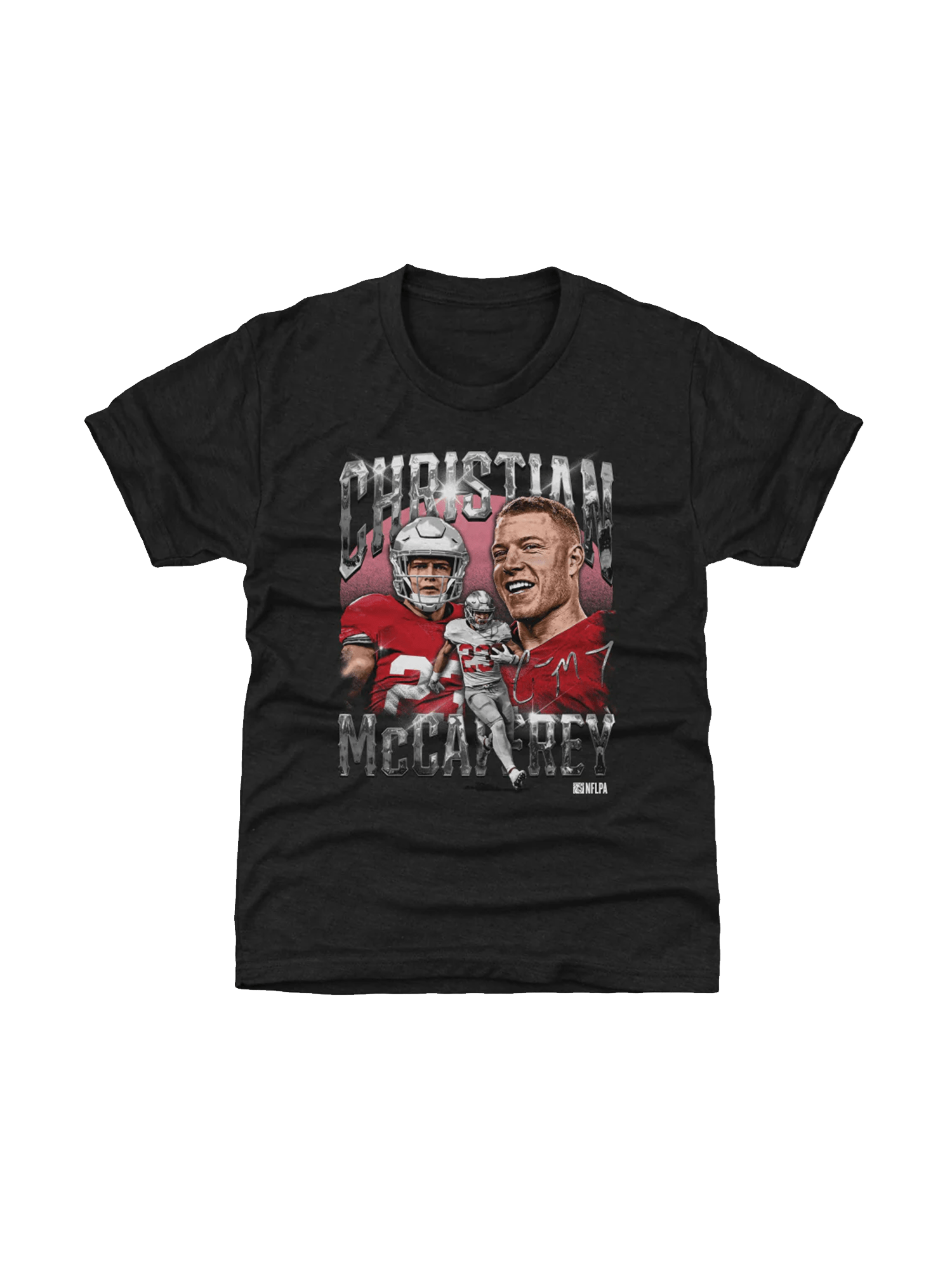 500 Level T-Shirts Youths Christian McCaffrey San Francisco 49ers 500 Level NFL Homage T-Shirt - Tri Black