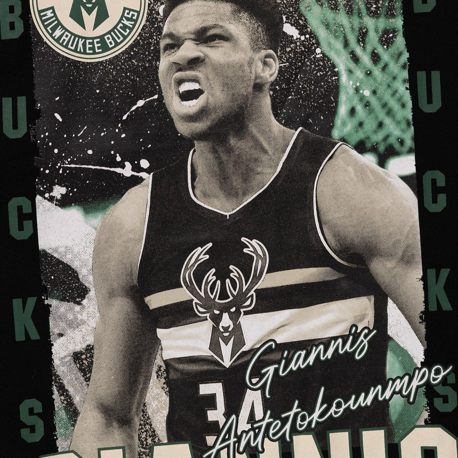 NBA Essentials T-Shirts Youths Giannis Antetokounmpo Milwaukee Bucks NBA Essentials Vintage T-Shirt - Black