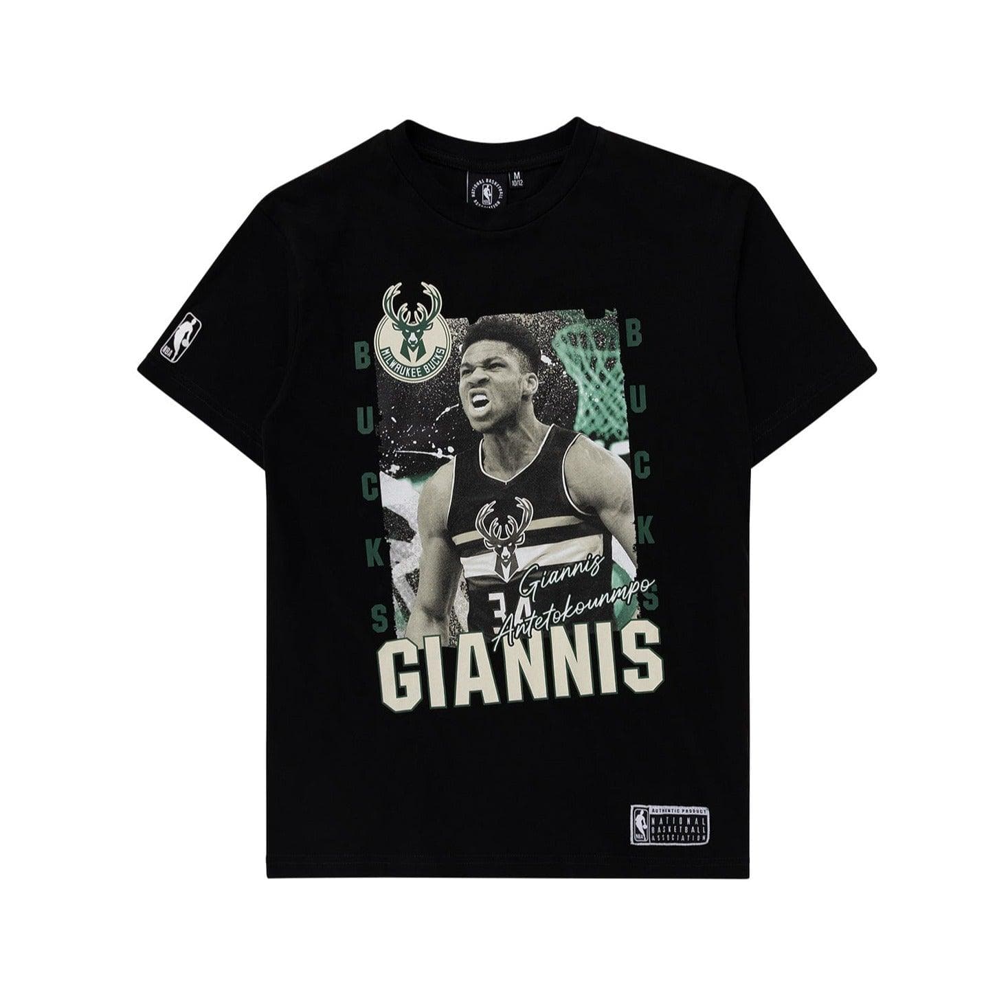 NBA Essentials T-Shirts Youths Giannis Antetokounmpo Milwaukee Bucks NBA Essentials Vintage T-Shirt - Black