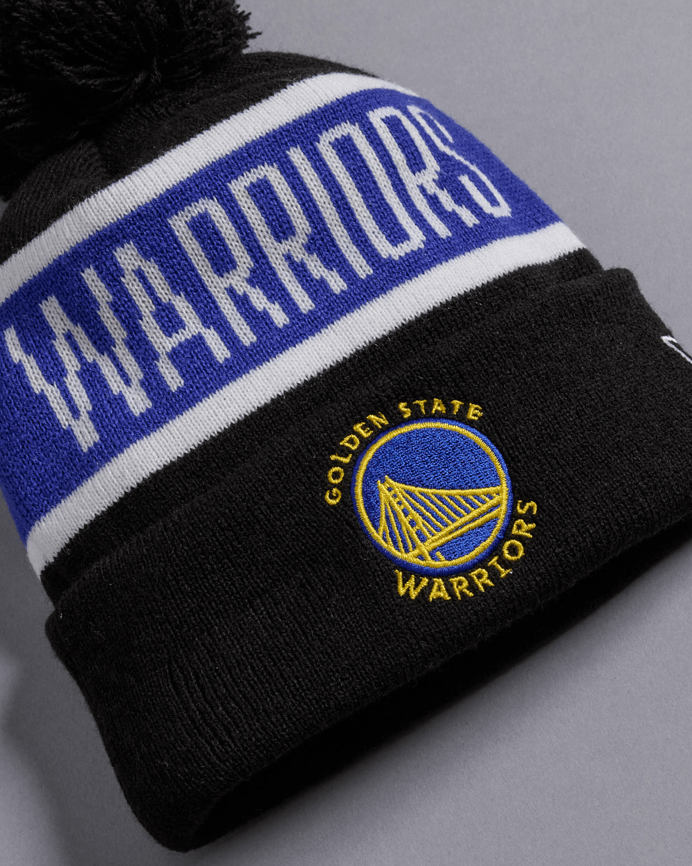 New Era Beanies Youths Youths Golden State Warriors New Era NBA Spell Out Pomless Knit Beanie - Black